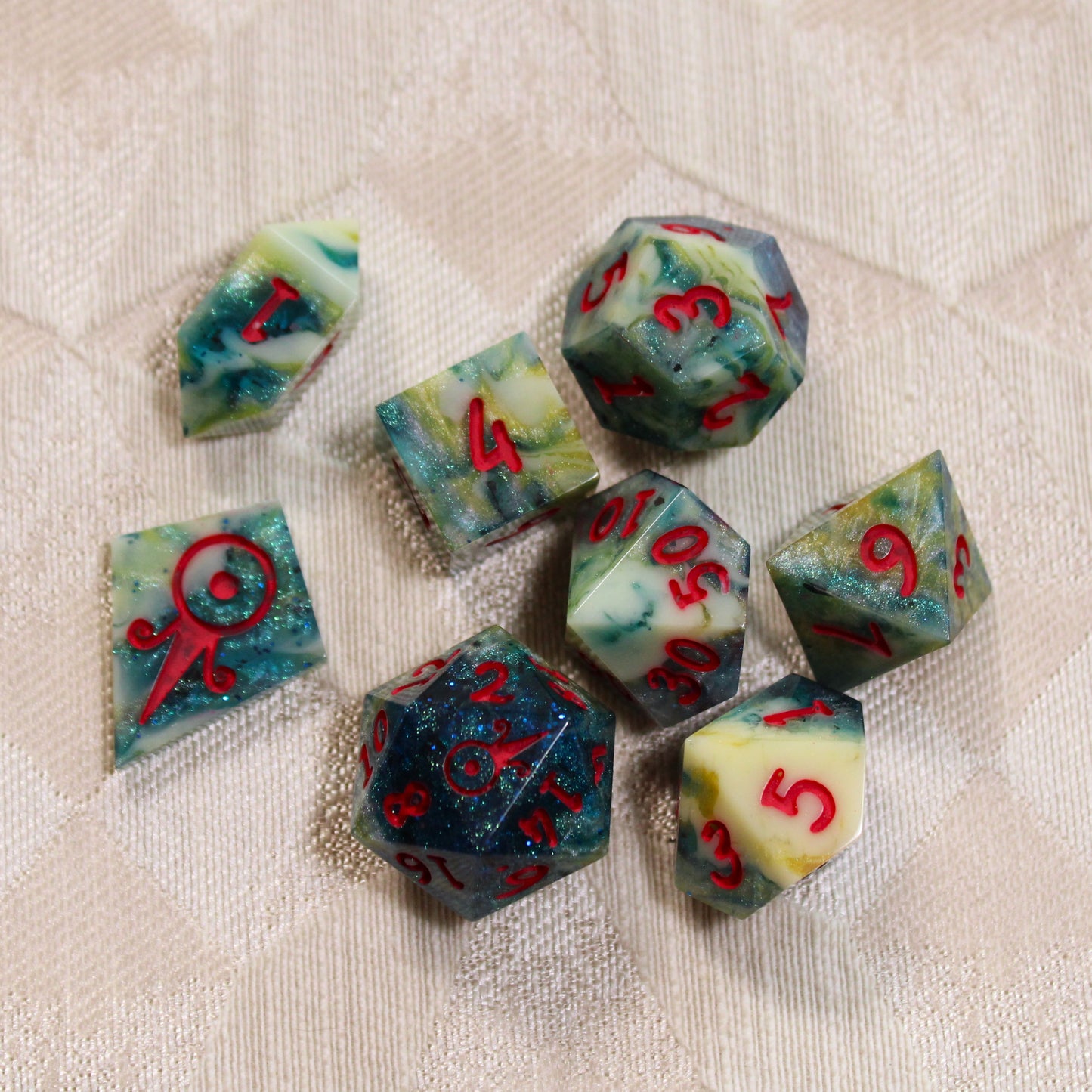 Handmade Deep Coral Dice