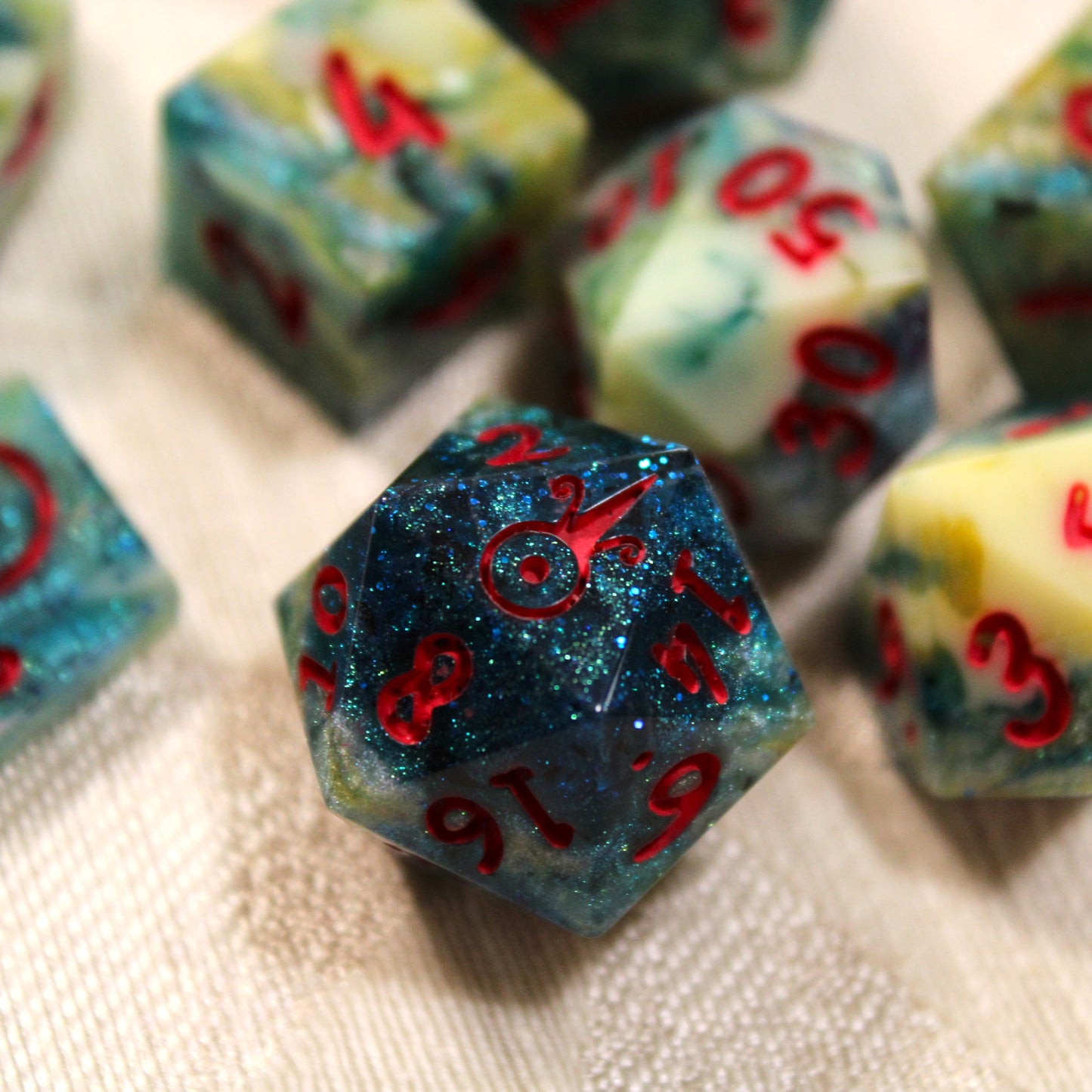 Handmade Deep Coral Dice