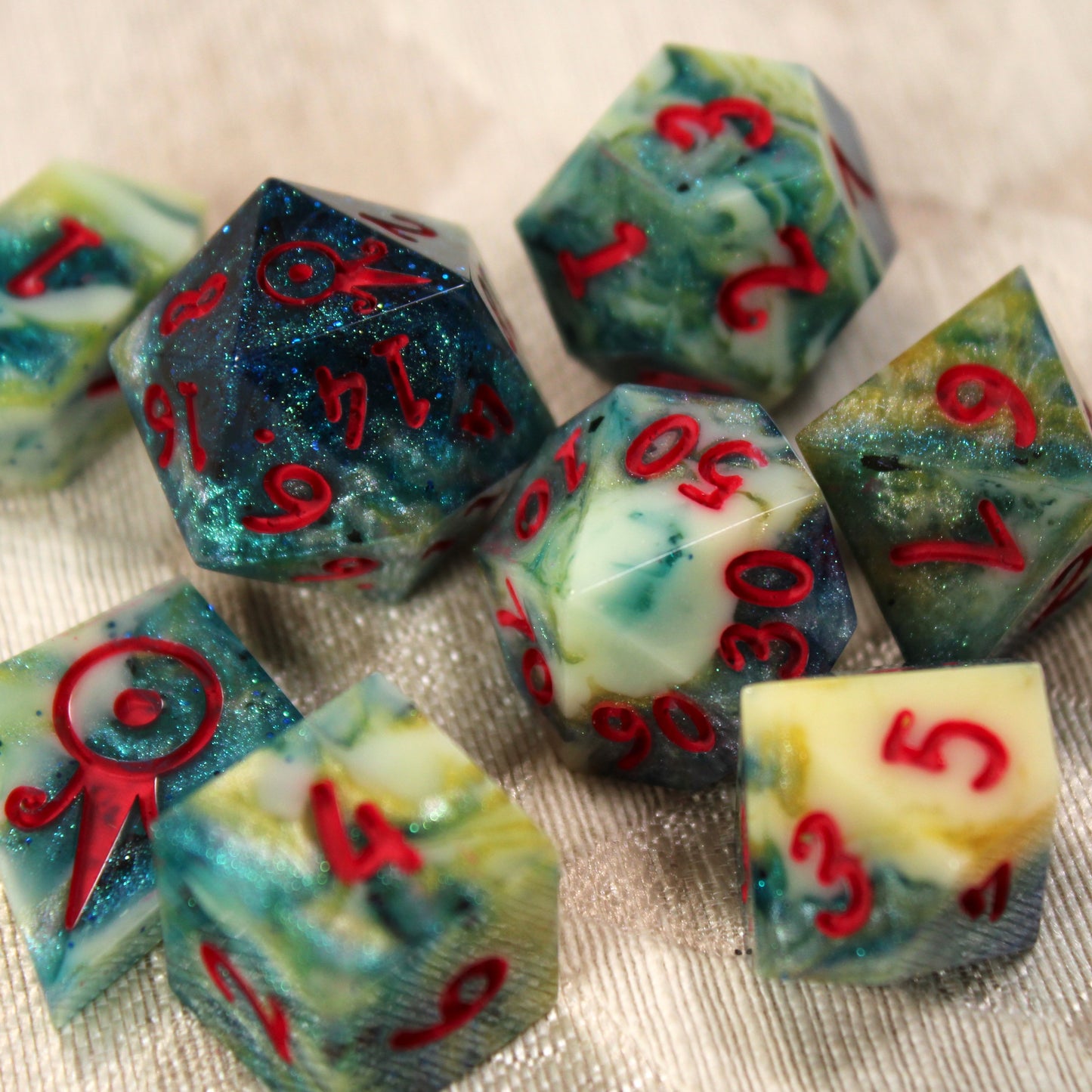 Handmade Deep Coral Dice
