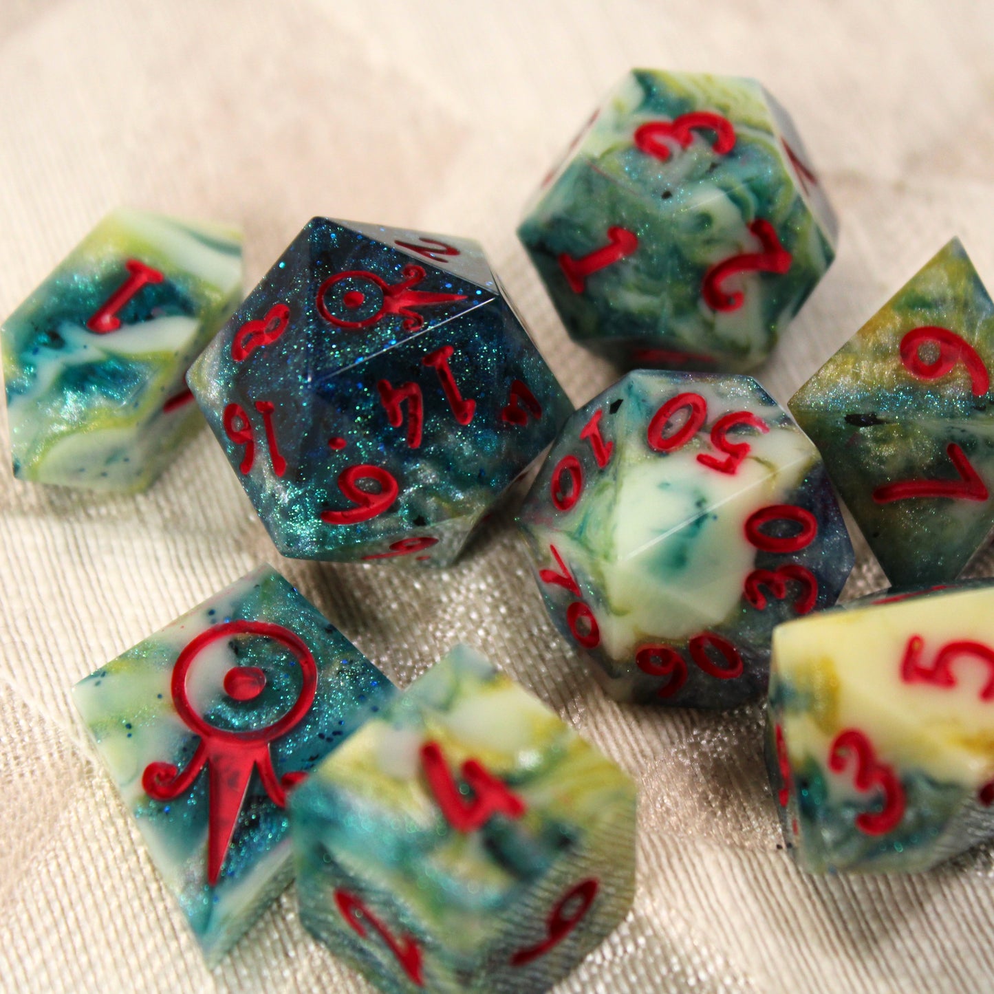 Handmade Deep Coral Dice