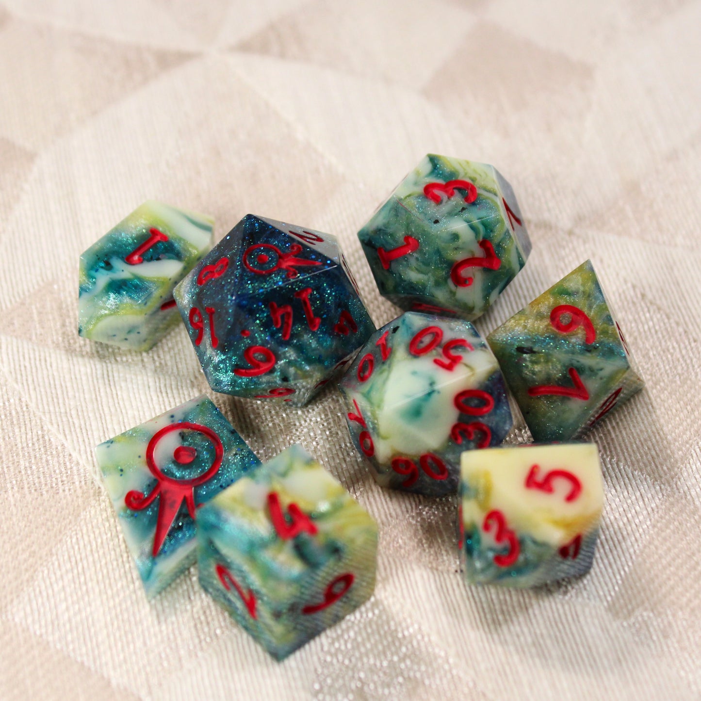 Handmade Deep Coral Dice
