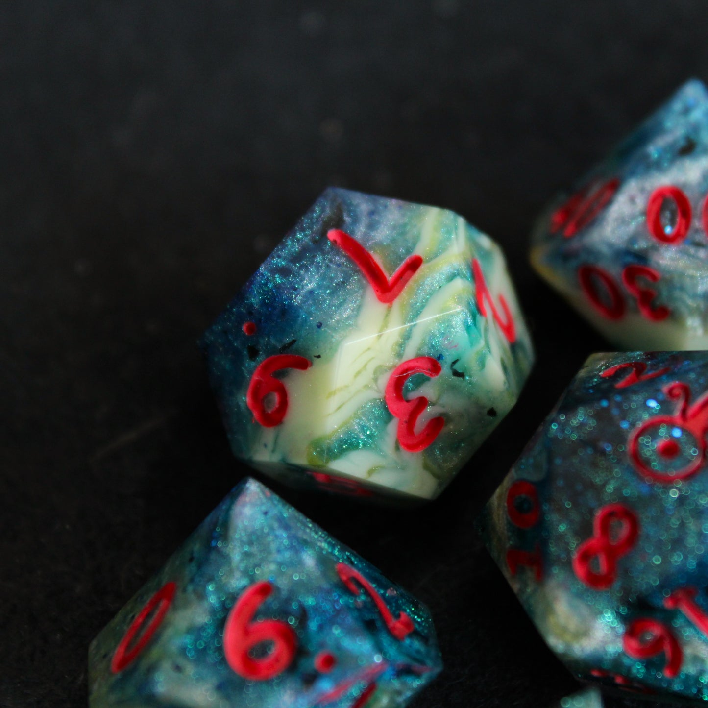Handmade Deep Coral Dice