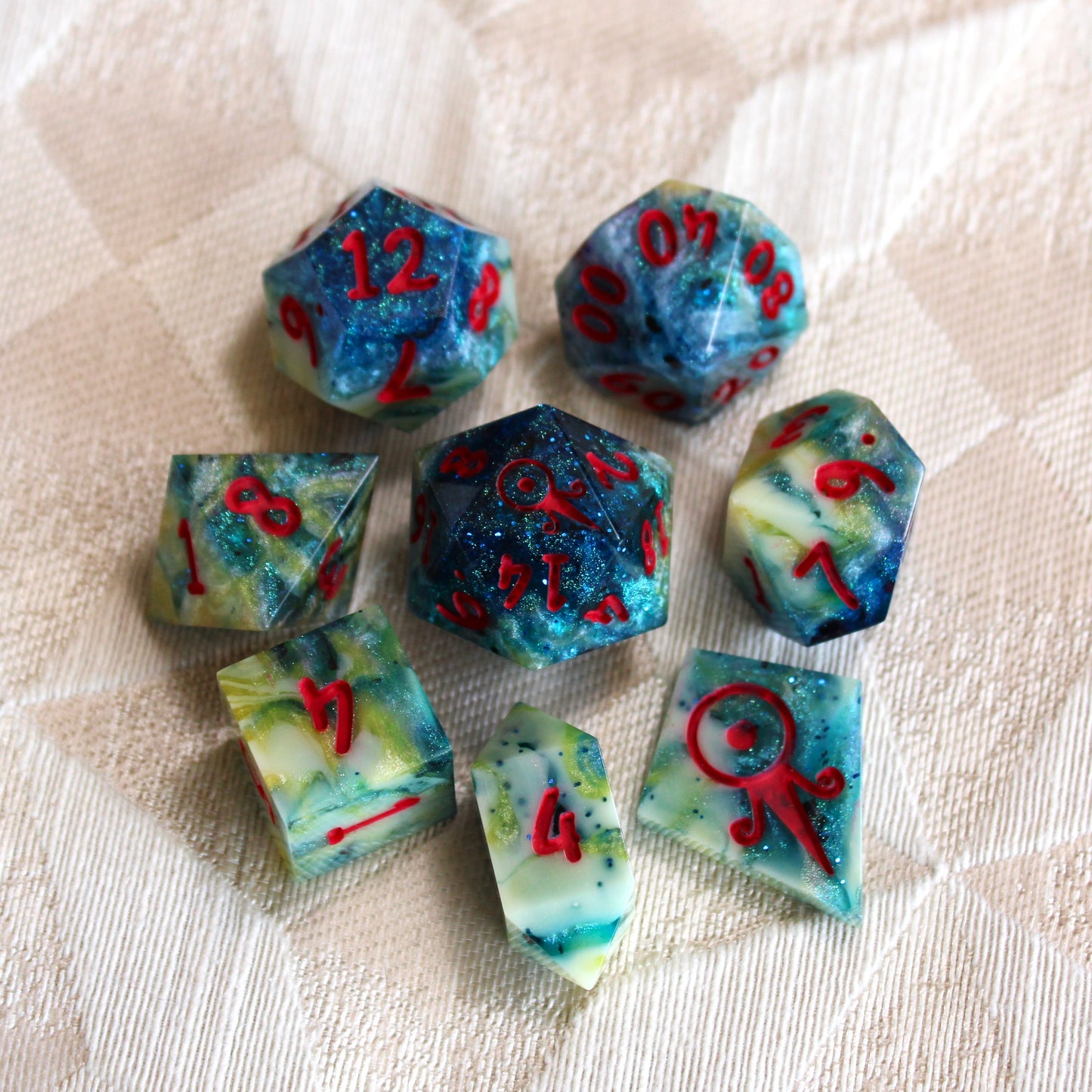 Handmade Deep Coral Dice
