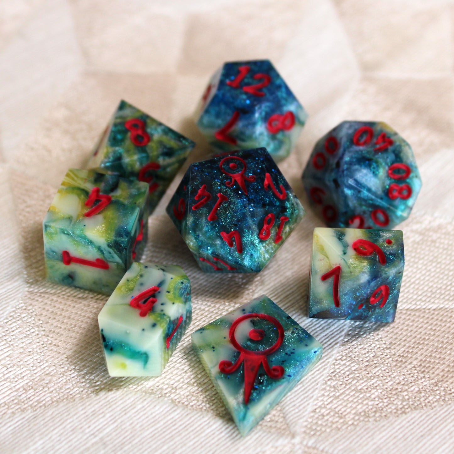 Handmade Deep Coral Dice
