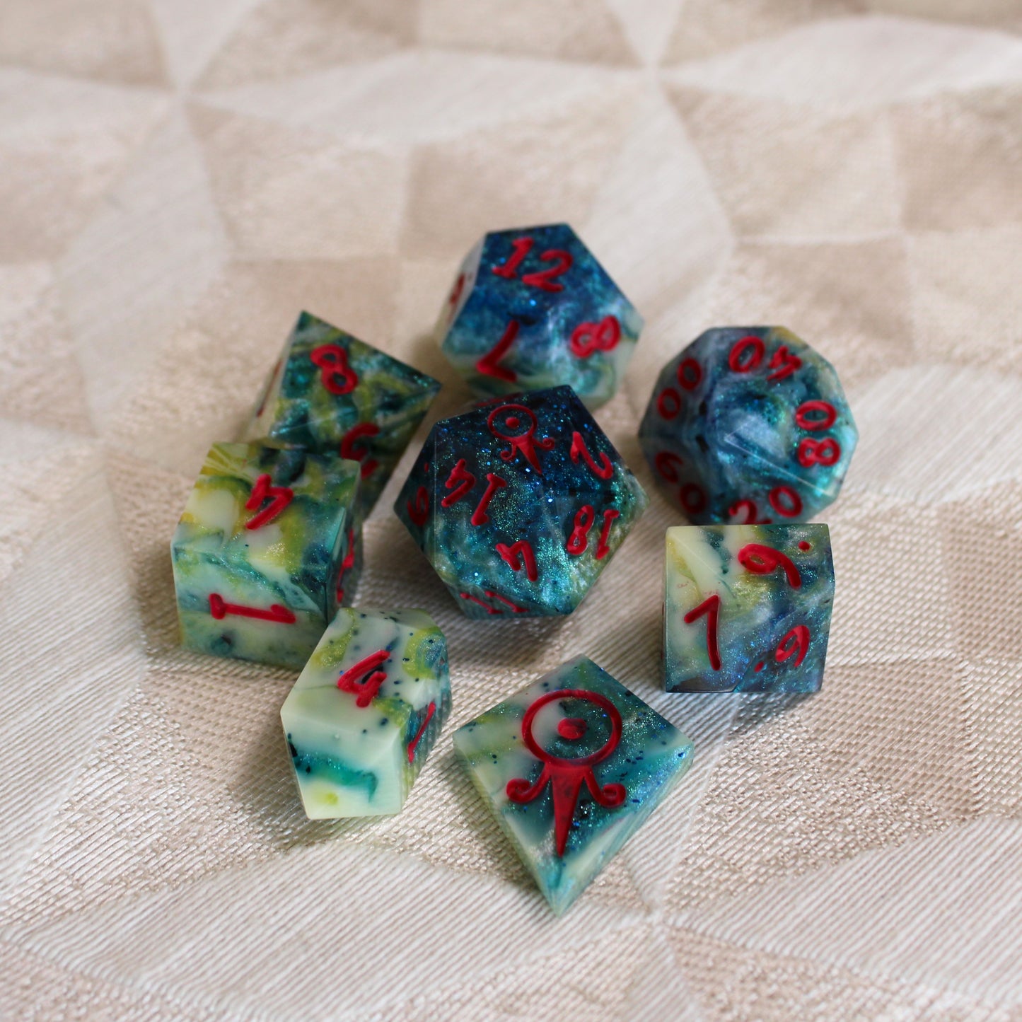 Handmade Deep Coral Dice