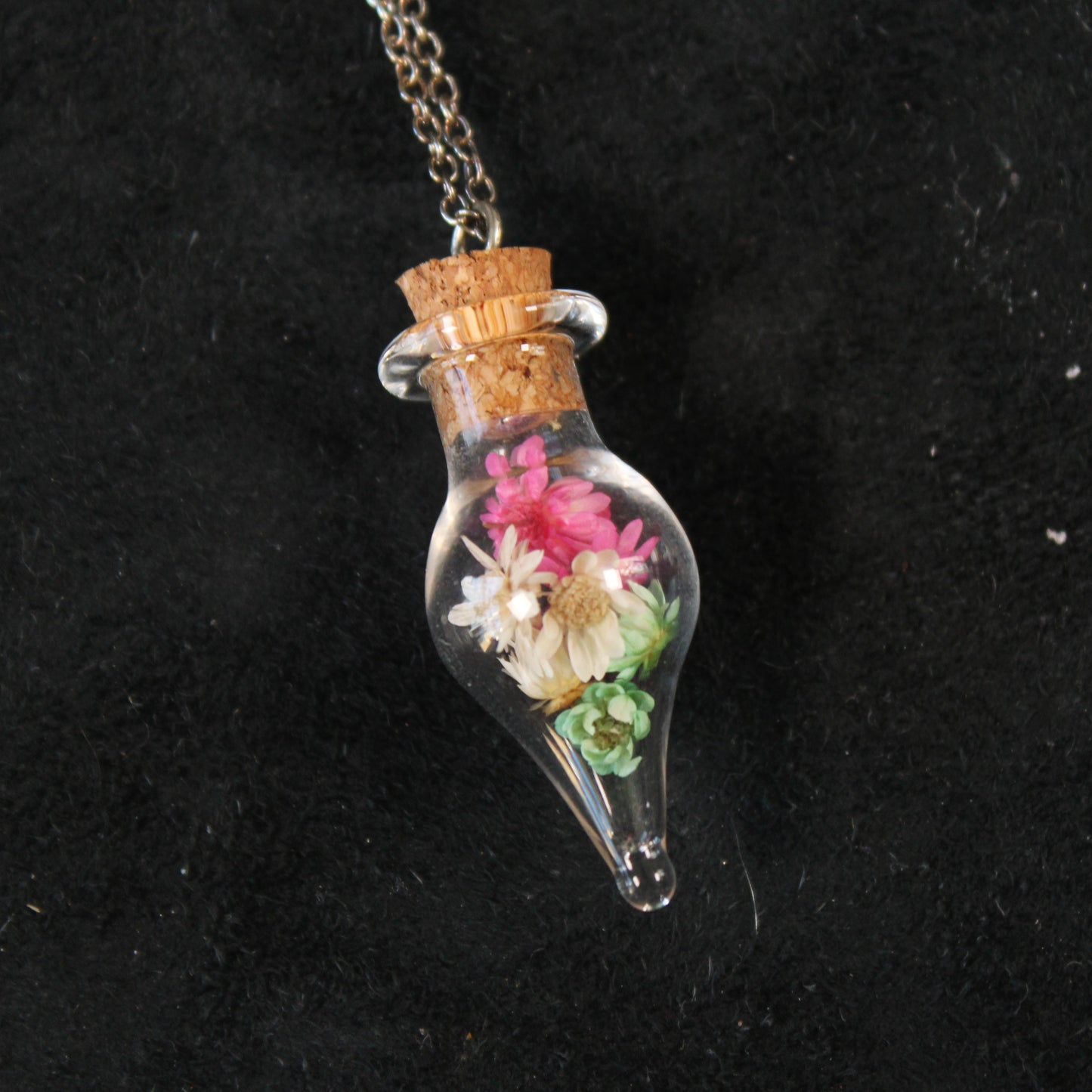 Pink/White/Green Flowers Necklace