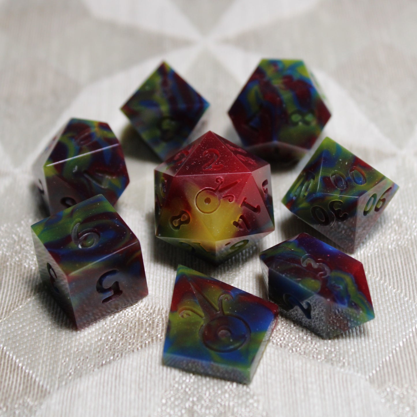 RAW Handmade Dark Primary Dice