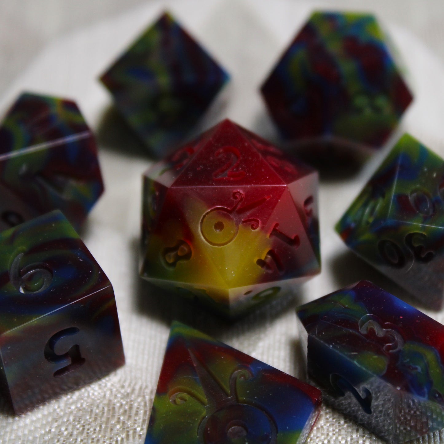 RAW Handmade Dark Primary Dice
