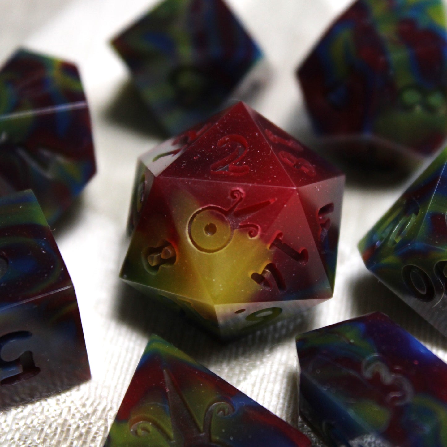 RAW Handmade Dark Primary Dice