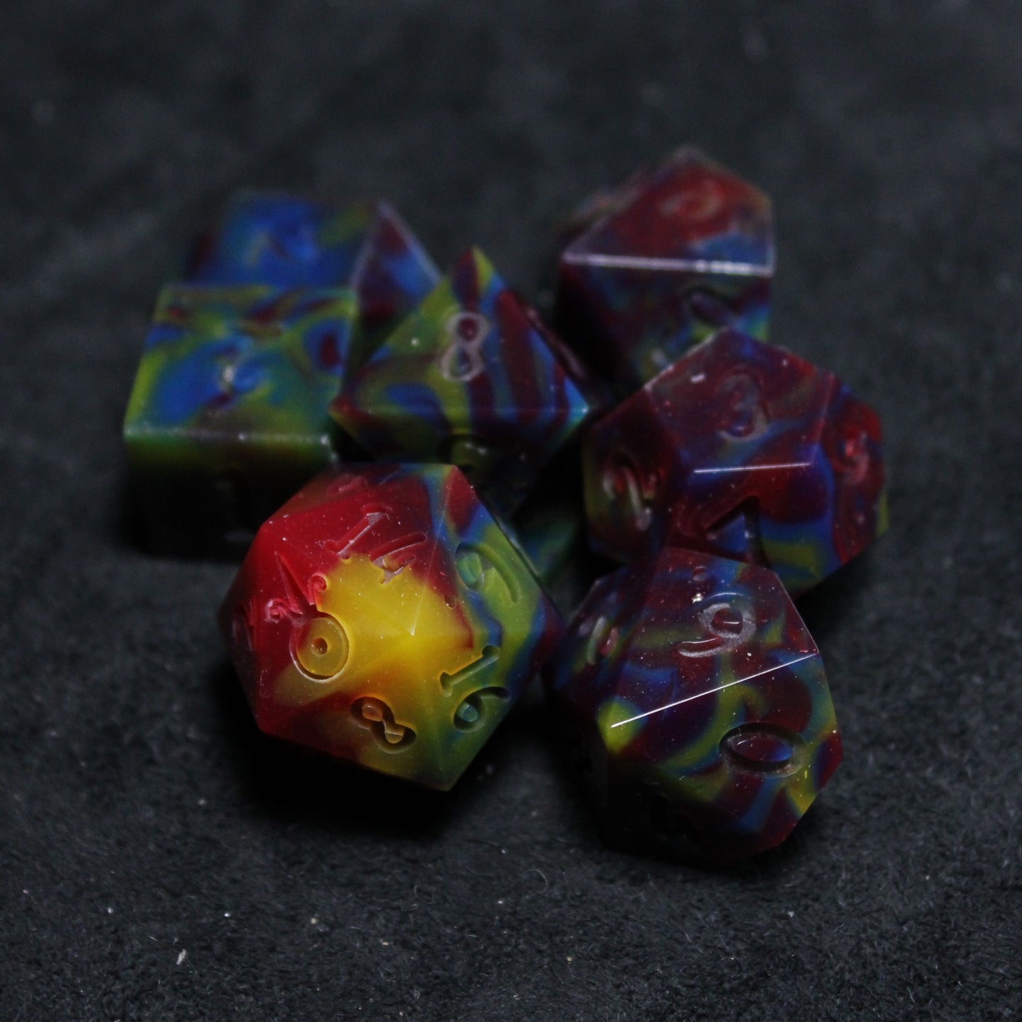 RAW Handmade Dark Primary Dice