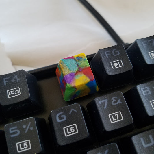 Handmade Rainbow Splatters R4 Keycap