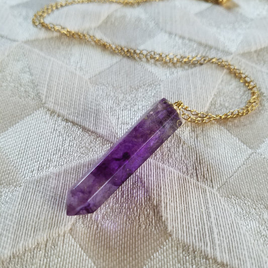 Faux Amethyst Crystal Necklace