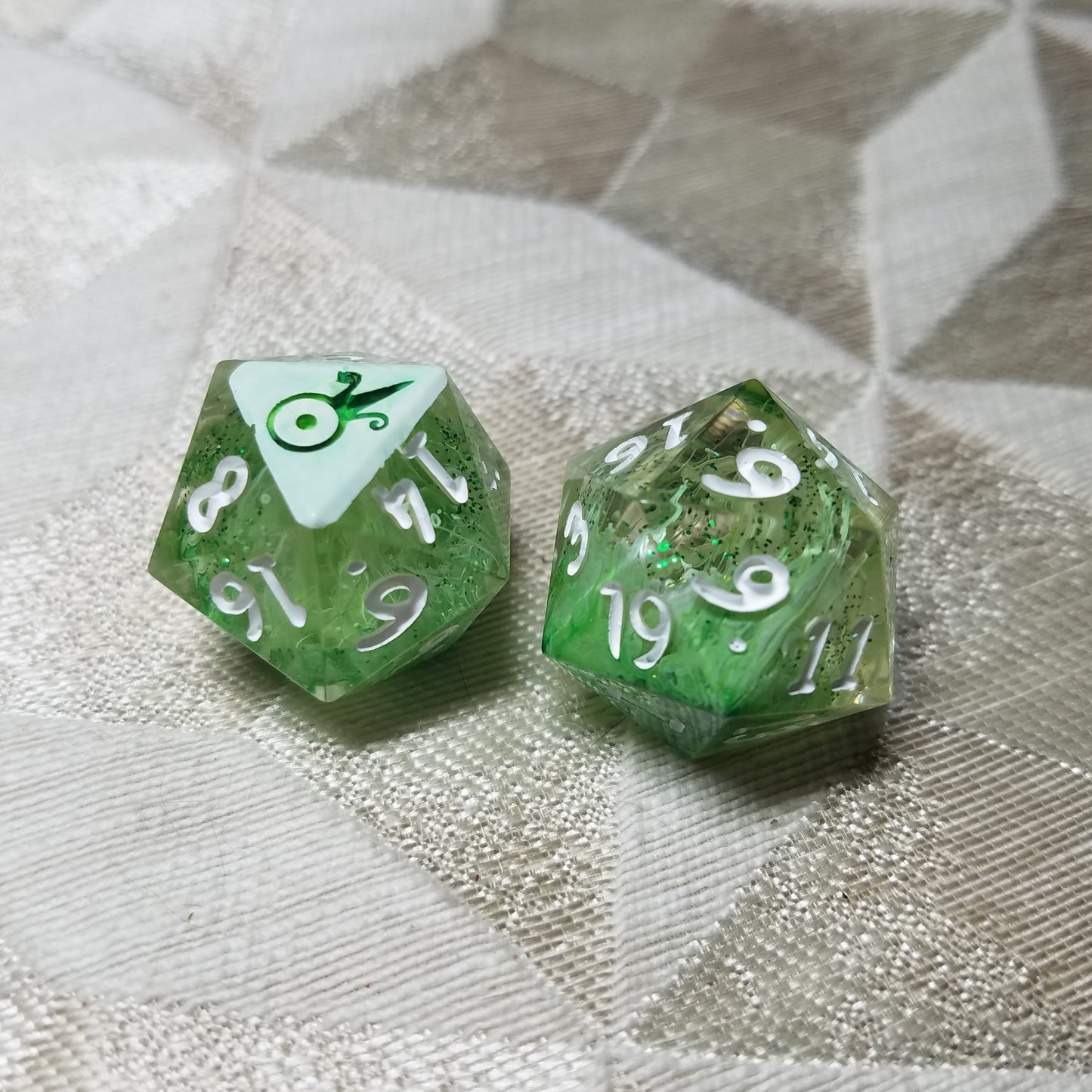 Handmade Green Glitter Trails d20