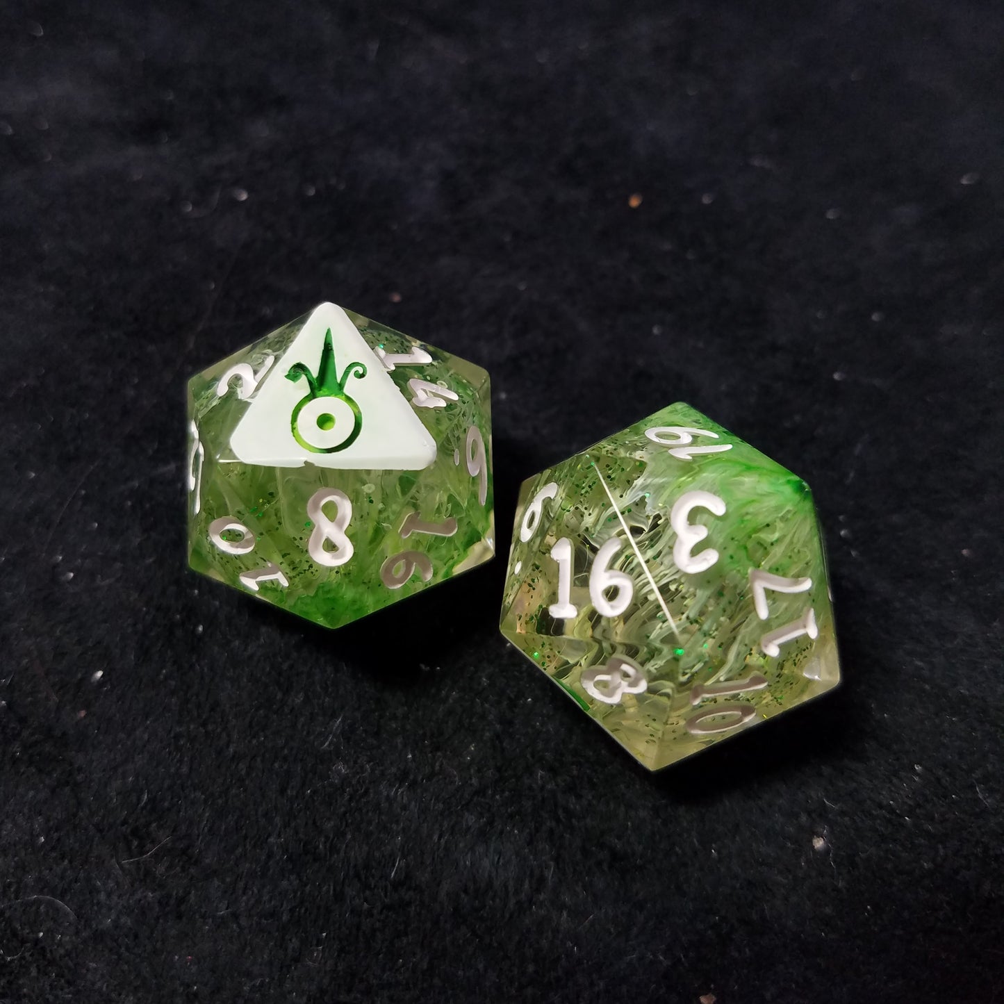 Handmade Green Glitter Trails d20