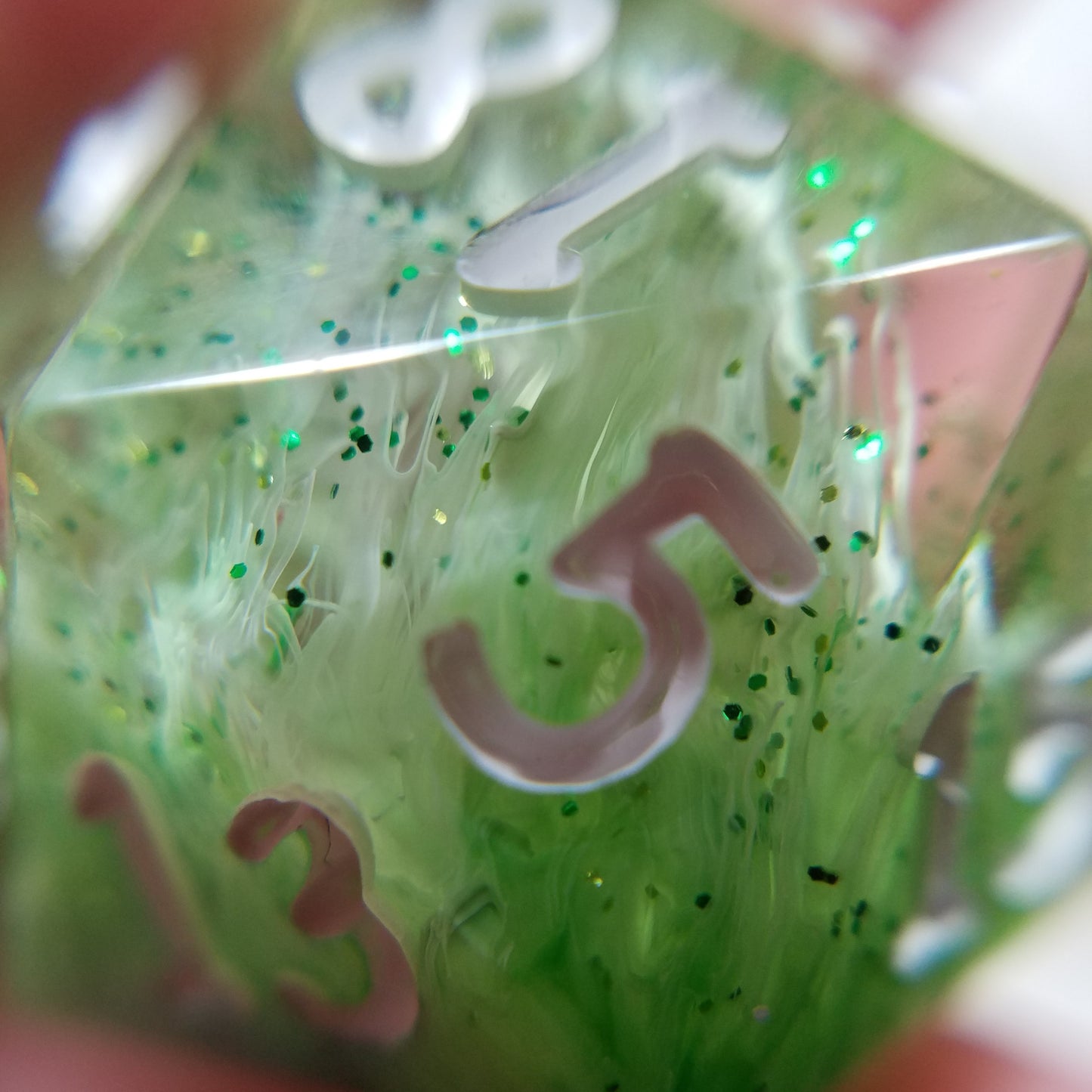 Handmade Green Glitter Trails d20