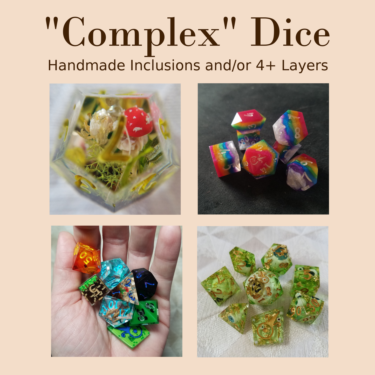 Custom 7pc Jumbo Dice Set
