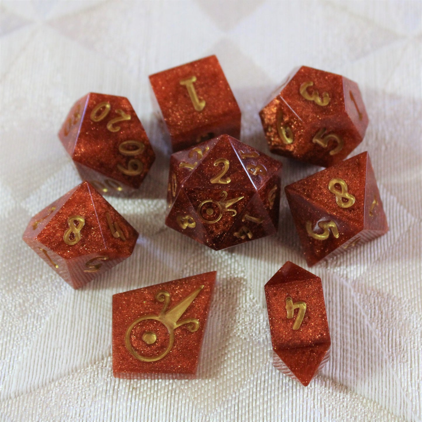 Handmade Faux Goldstone Dice