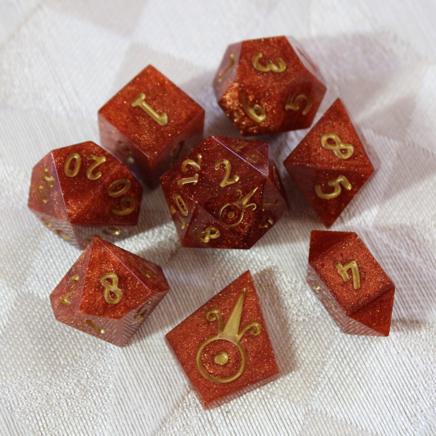 Handmade Faux Goldstone Dice