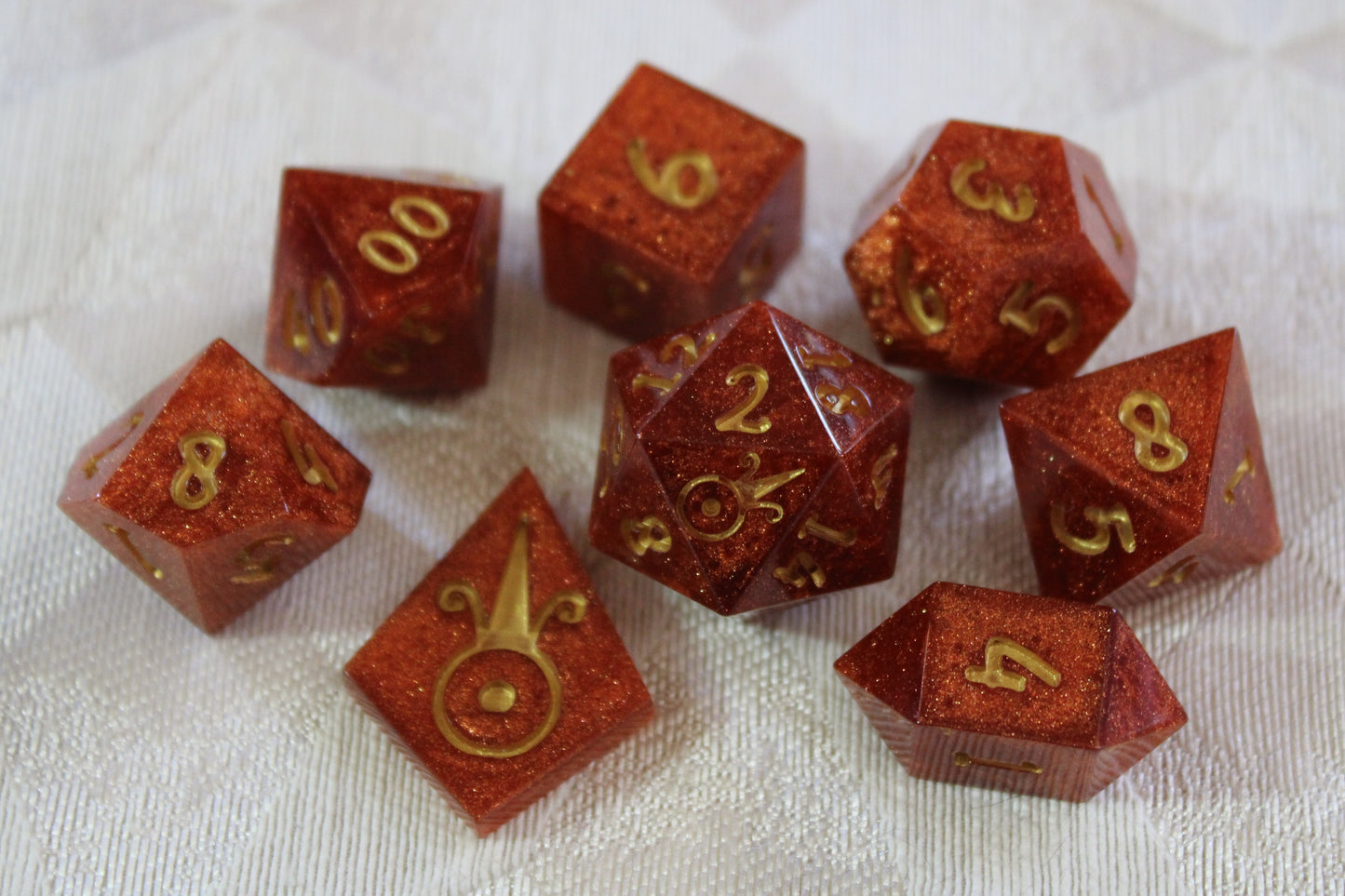 Handmade Faux Goldstone Dice