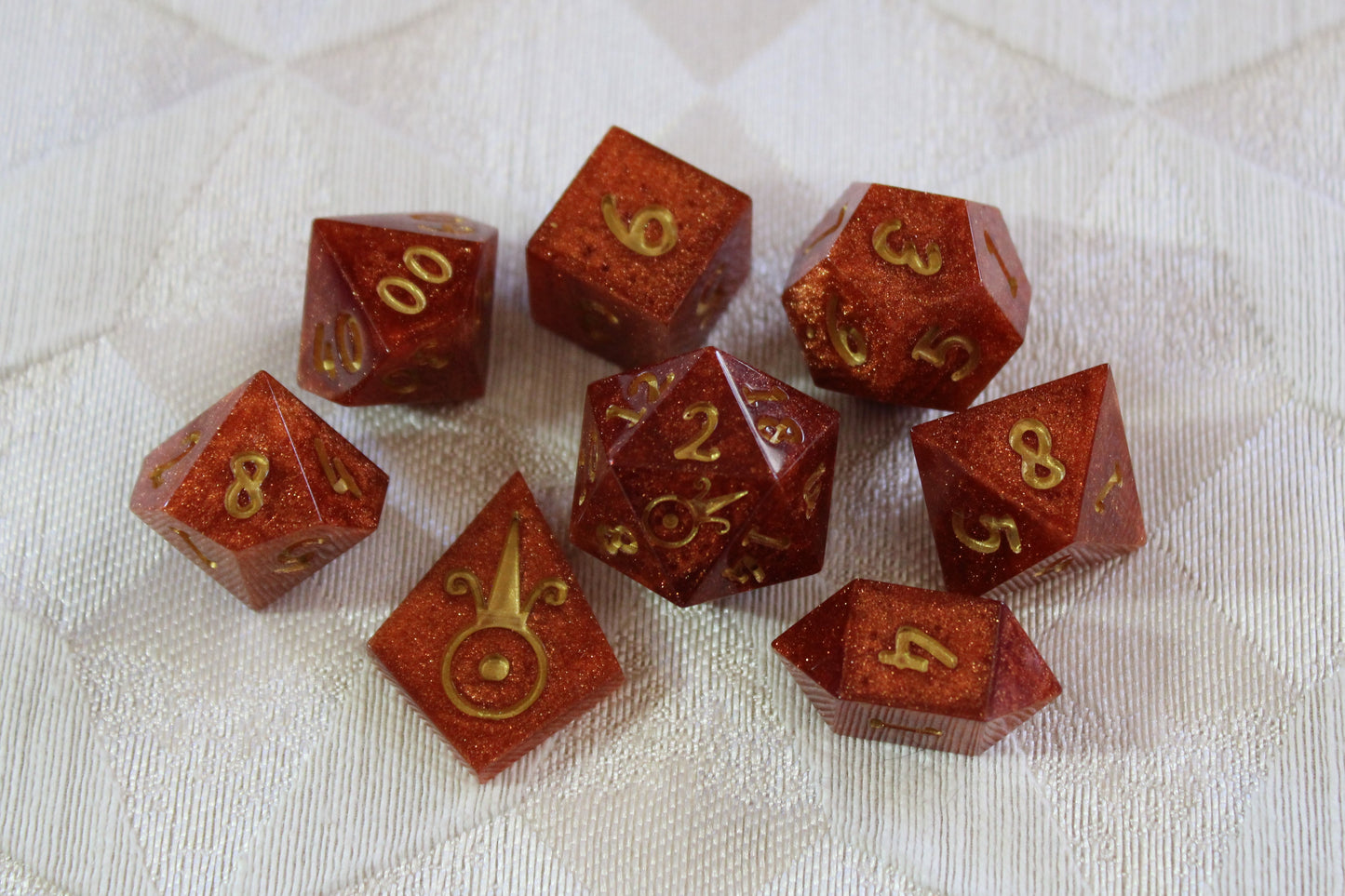 Handmade Faux Goldstone Dice