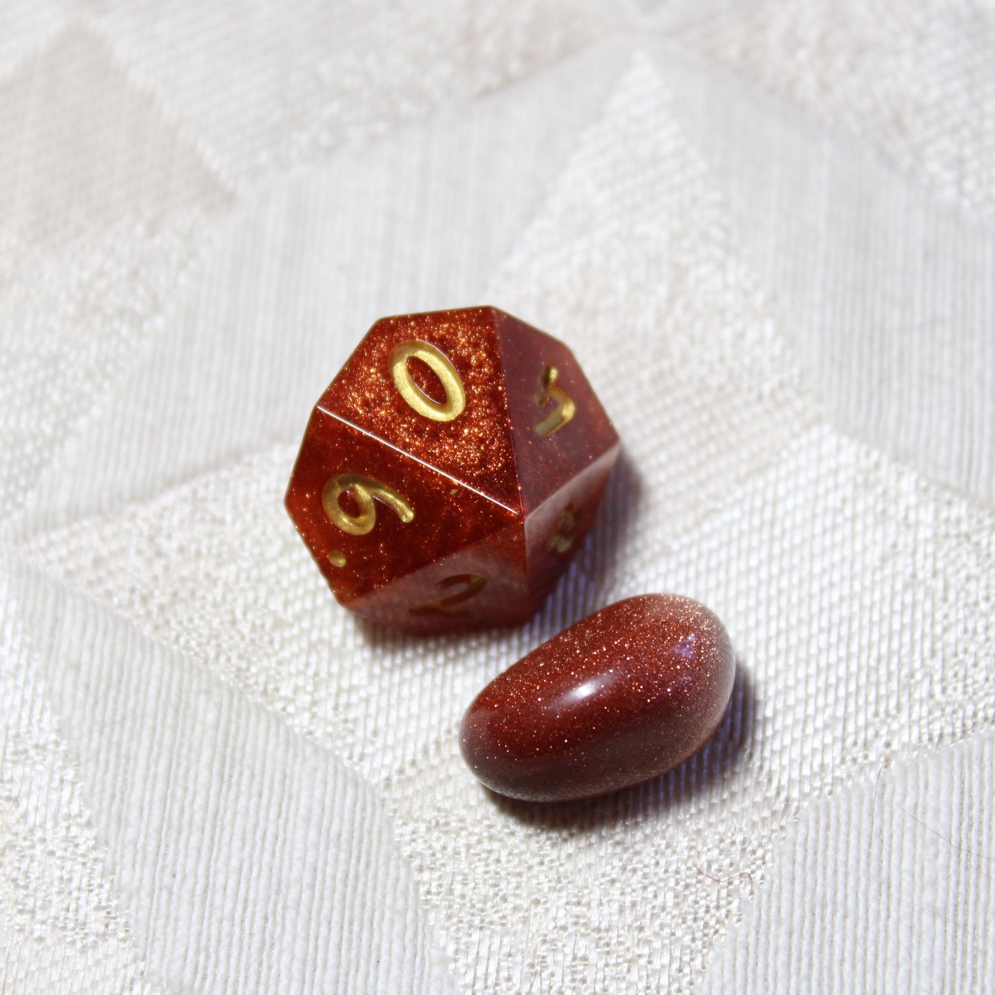 Handmade Faux Goldstone Dice