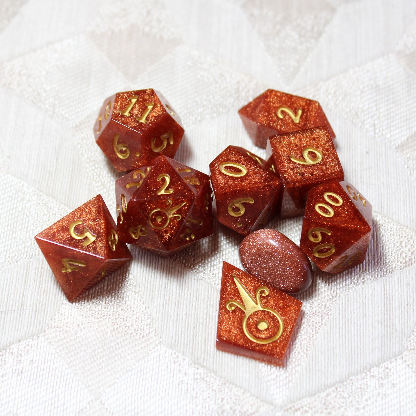 Handmade Faux Goldstone Dice
