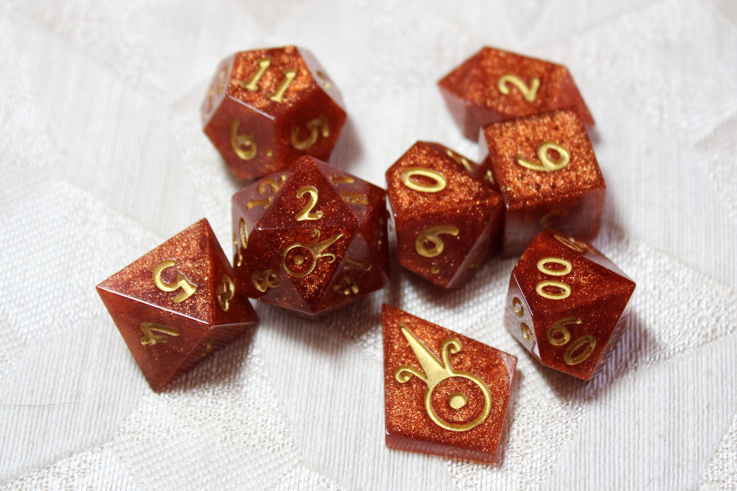 Handmade Faux Goldstone Dice