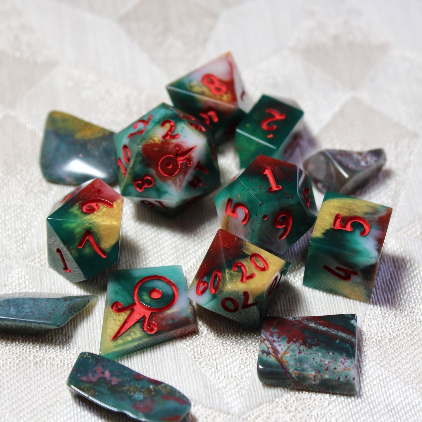 Handmade Faux Bloodstone Dice