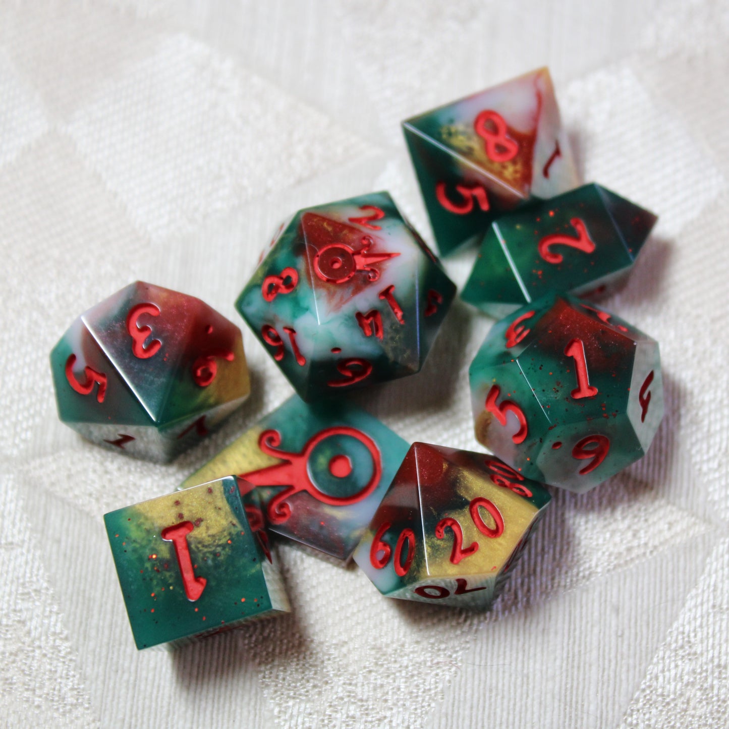 Handmade Faux Bloodstone Dice