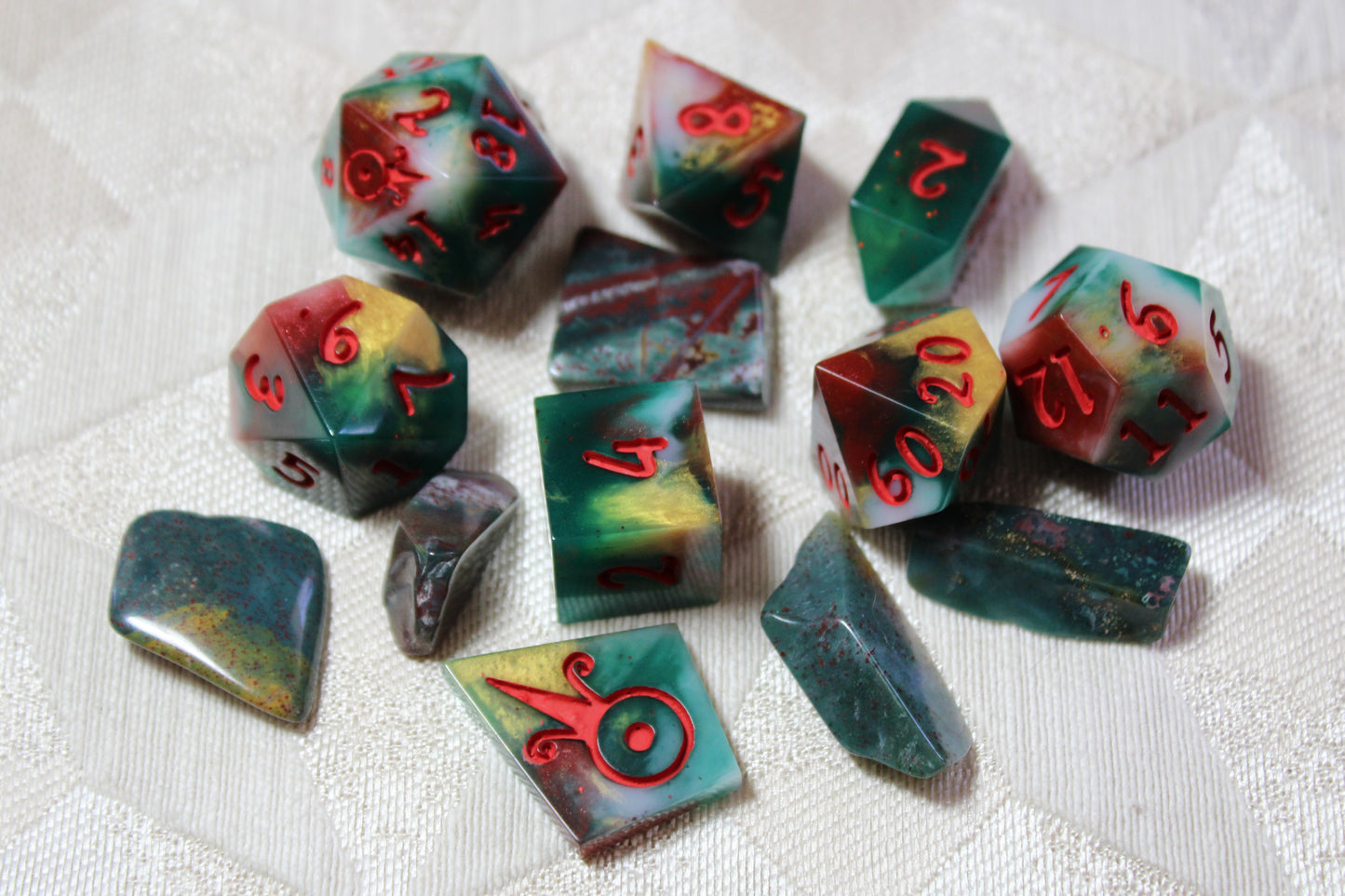 Handmade Faux Bloodstone Dice