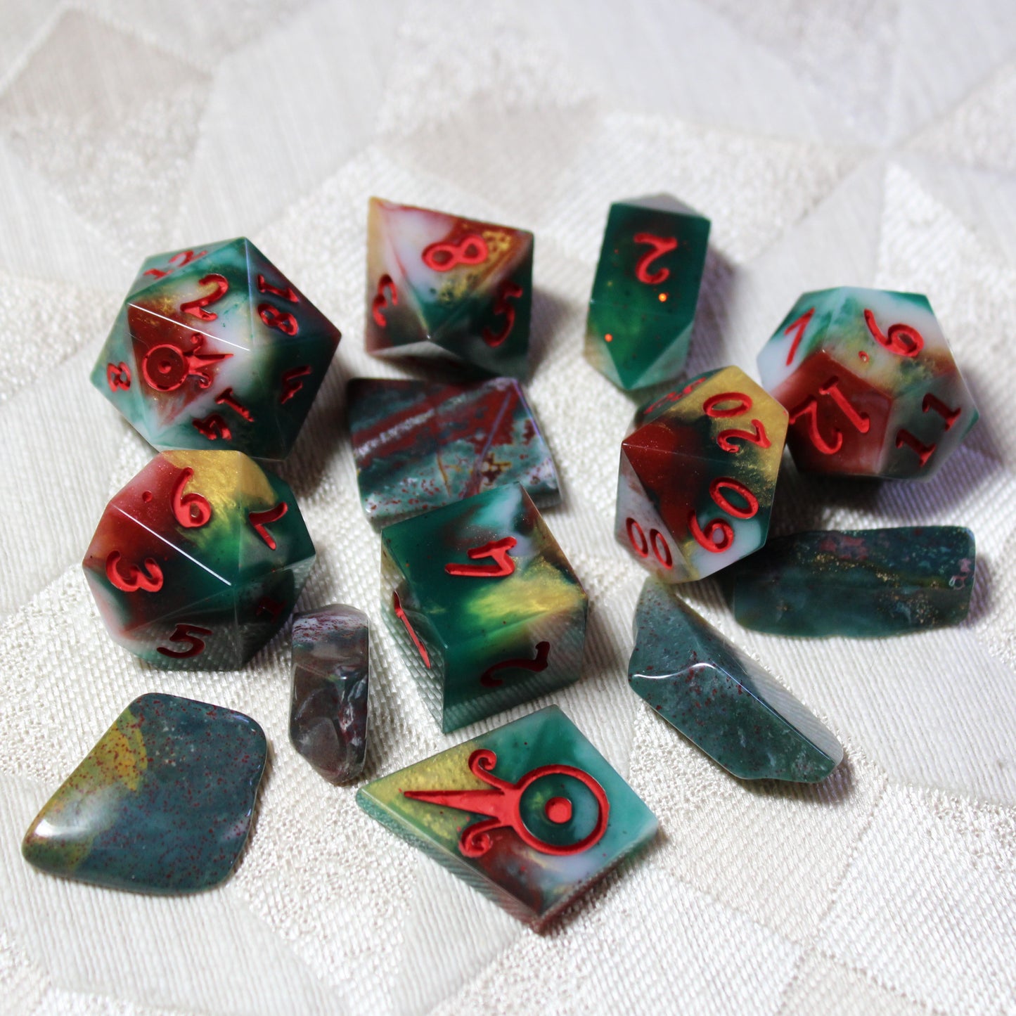 Handmade Faux Bloodstone Dice