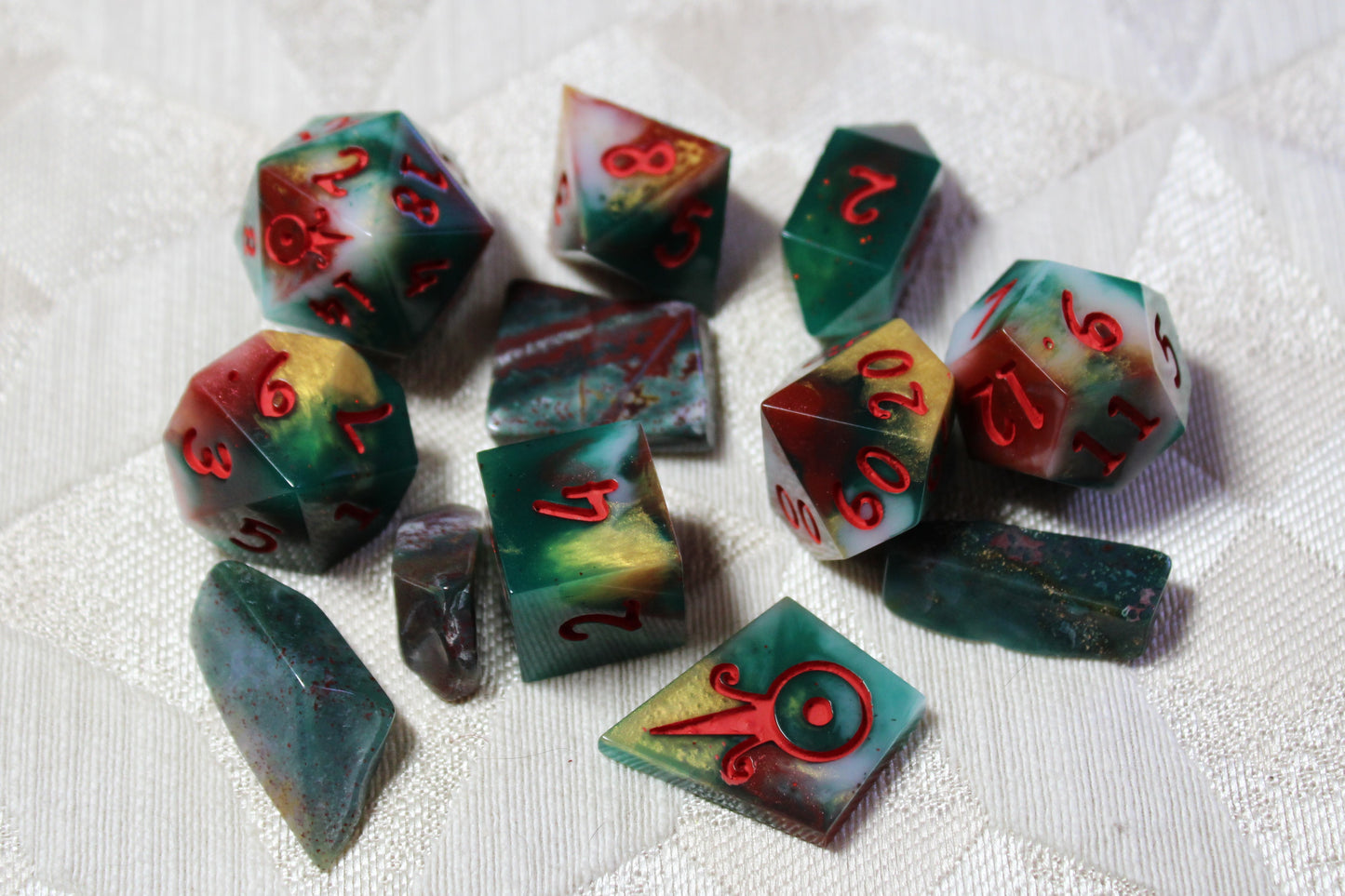 Handmade Faux Bloodstone Dice