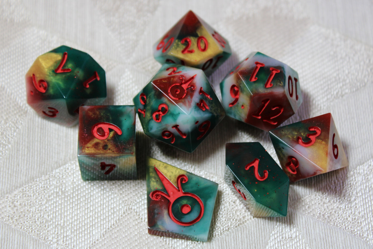 Handmade Faux Bloodstone Dice