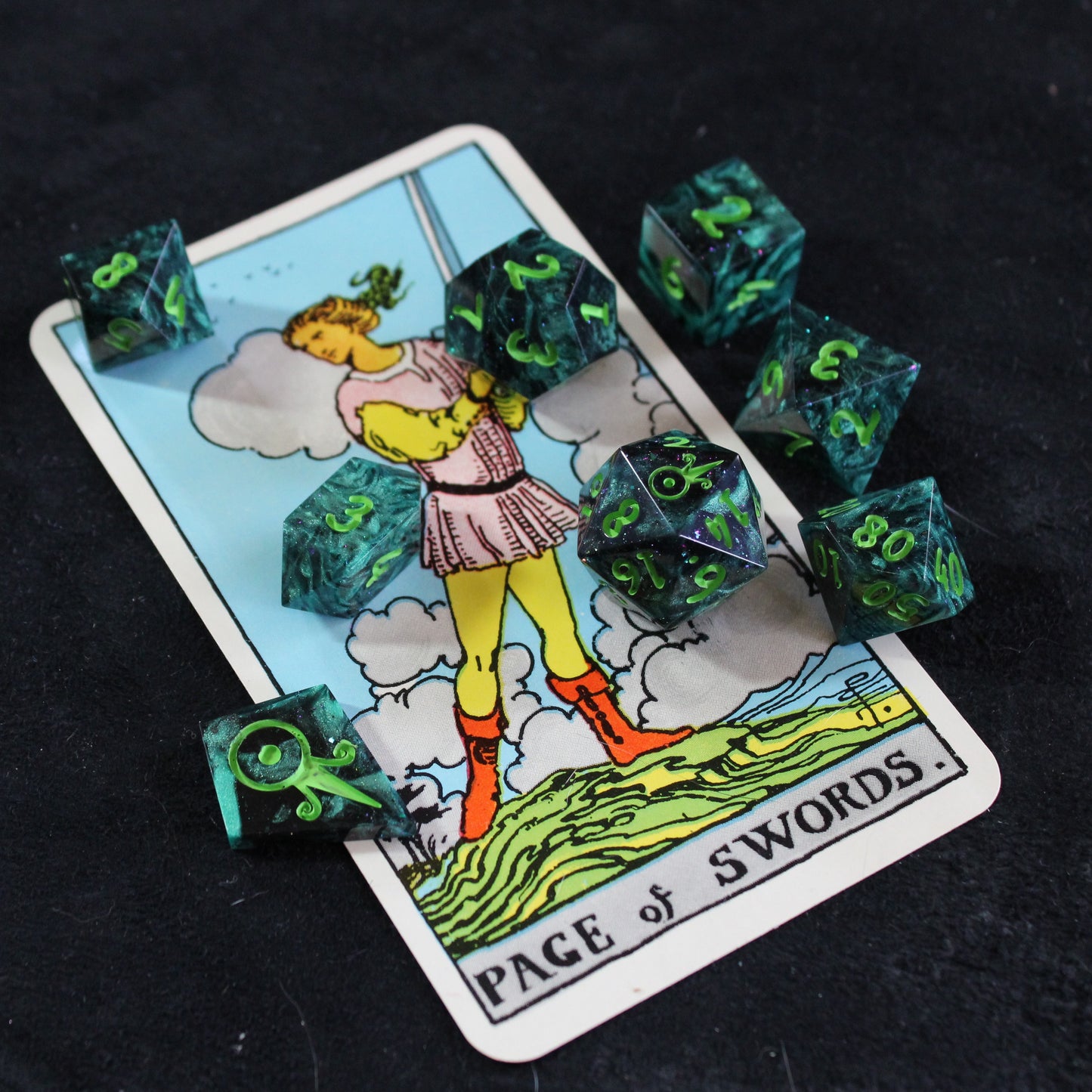 Handmade Page of Swords Dice