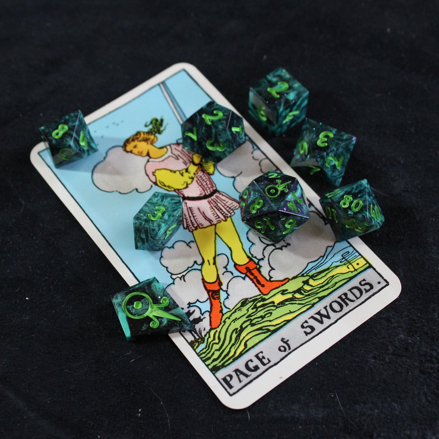 Handmade Page of Swords Dice