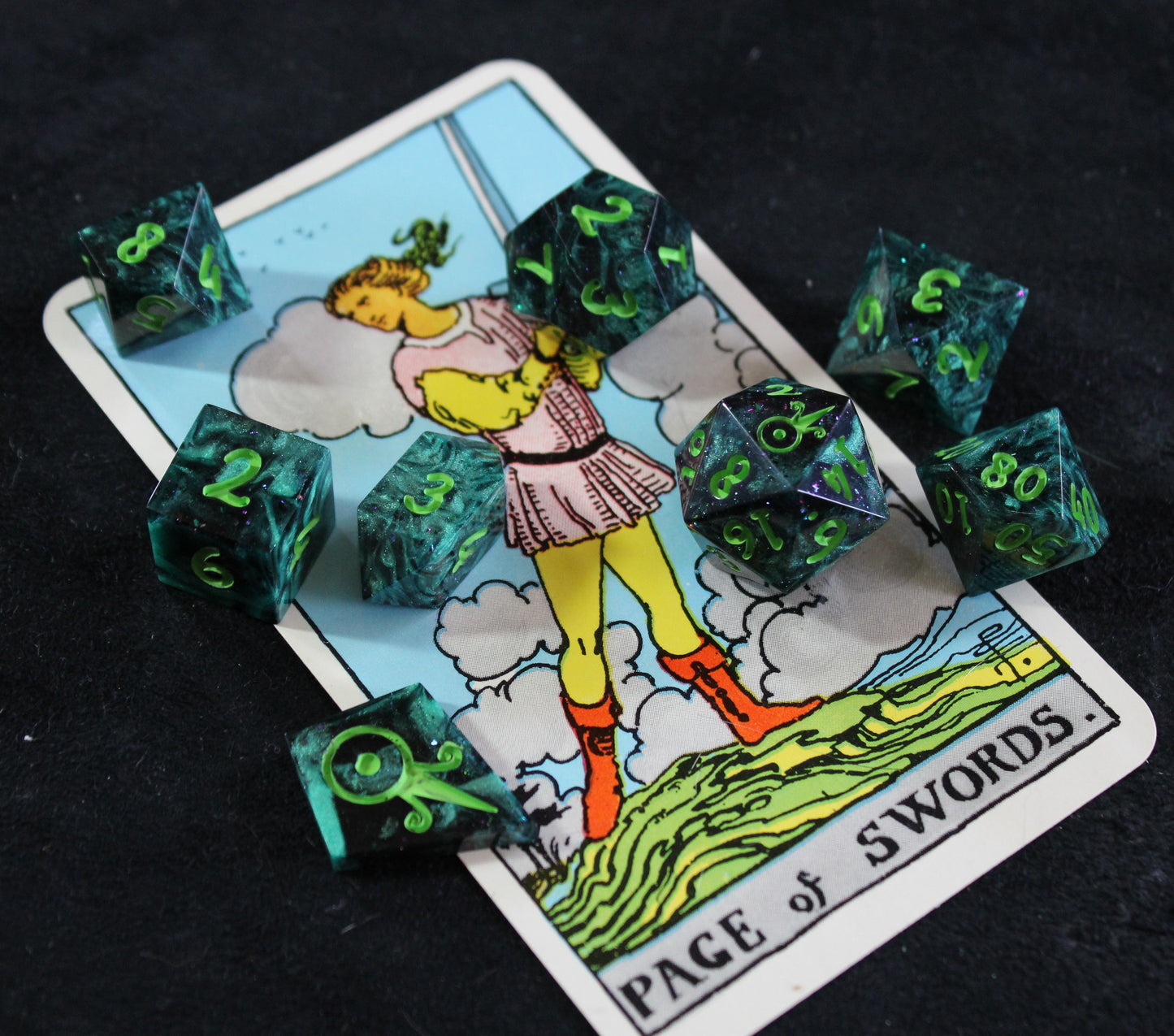 Handmade Page of Swords Dice