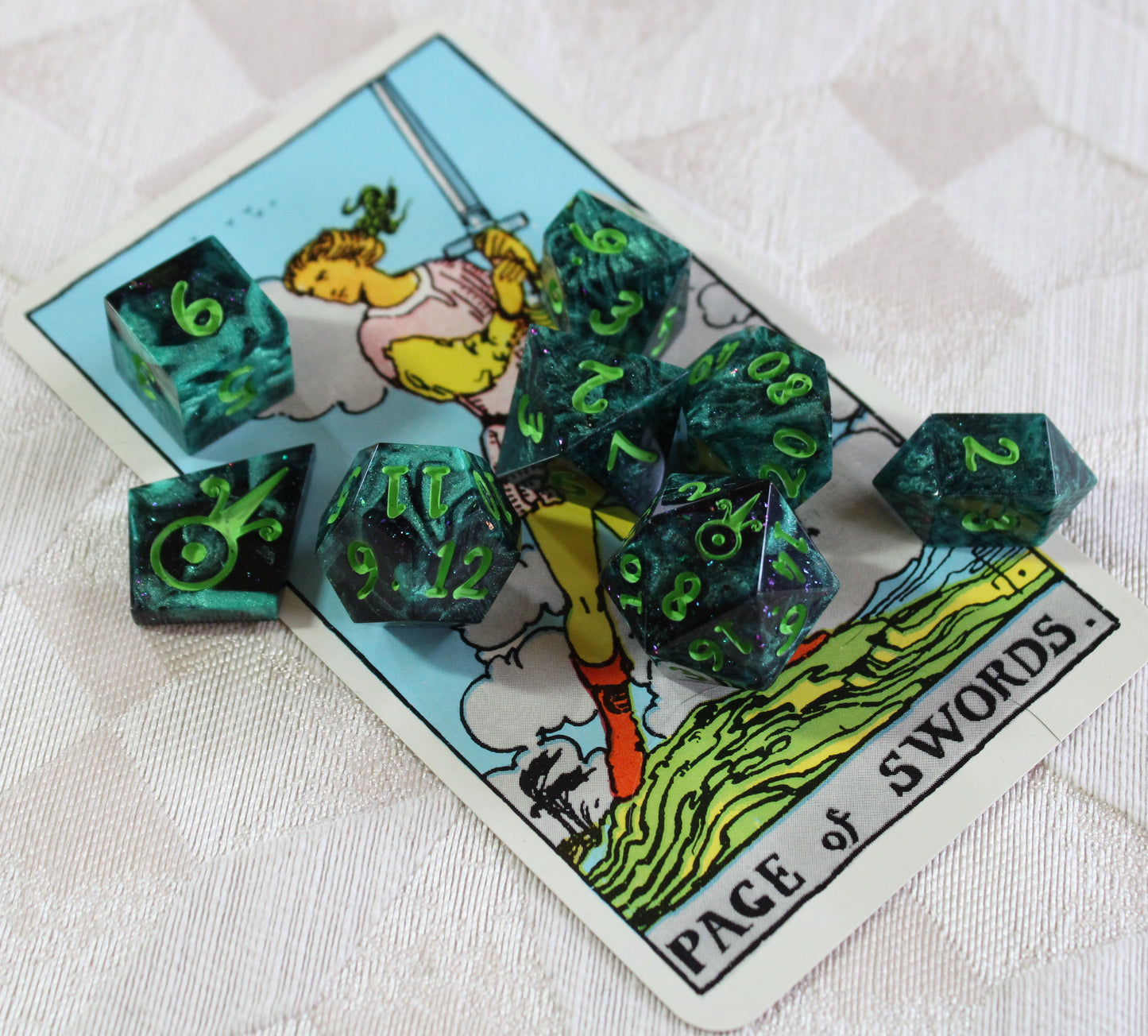 Handmade Page of Swords Dice