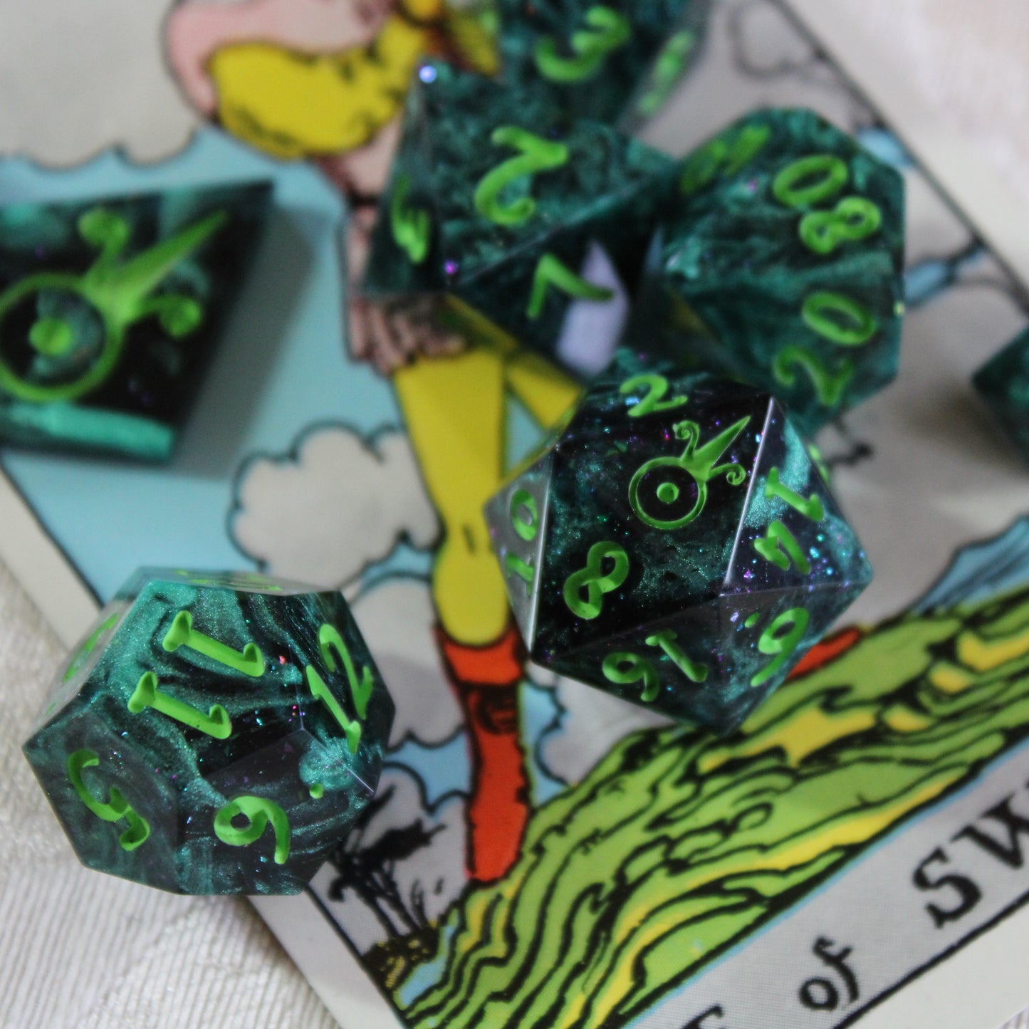 Handmade Page of Swords Dice