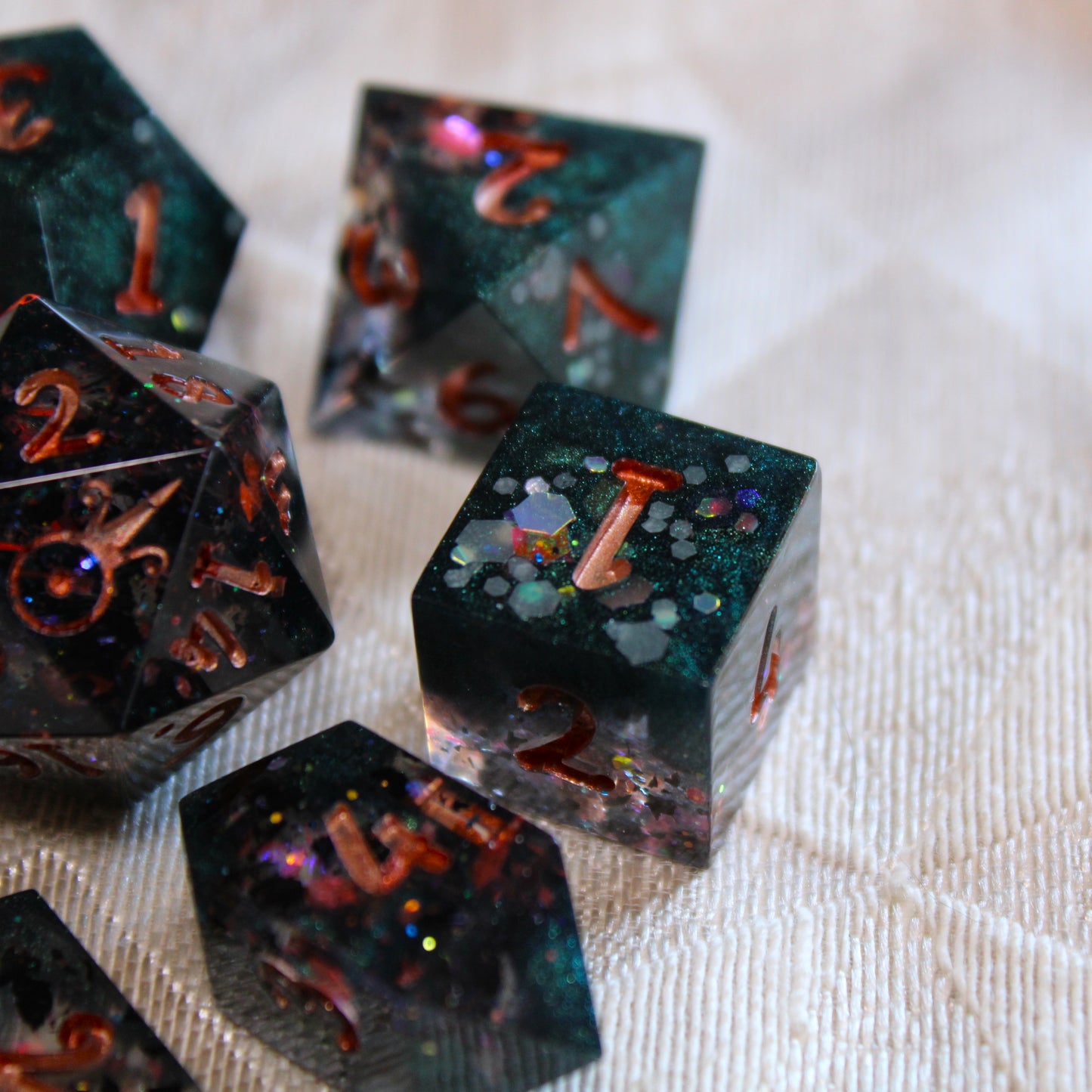 Handmade Tinkerer's Workshop Dice (Glow-in-the-dark!)