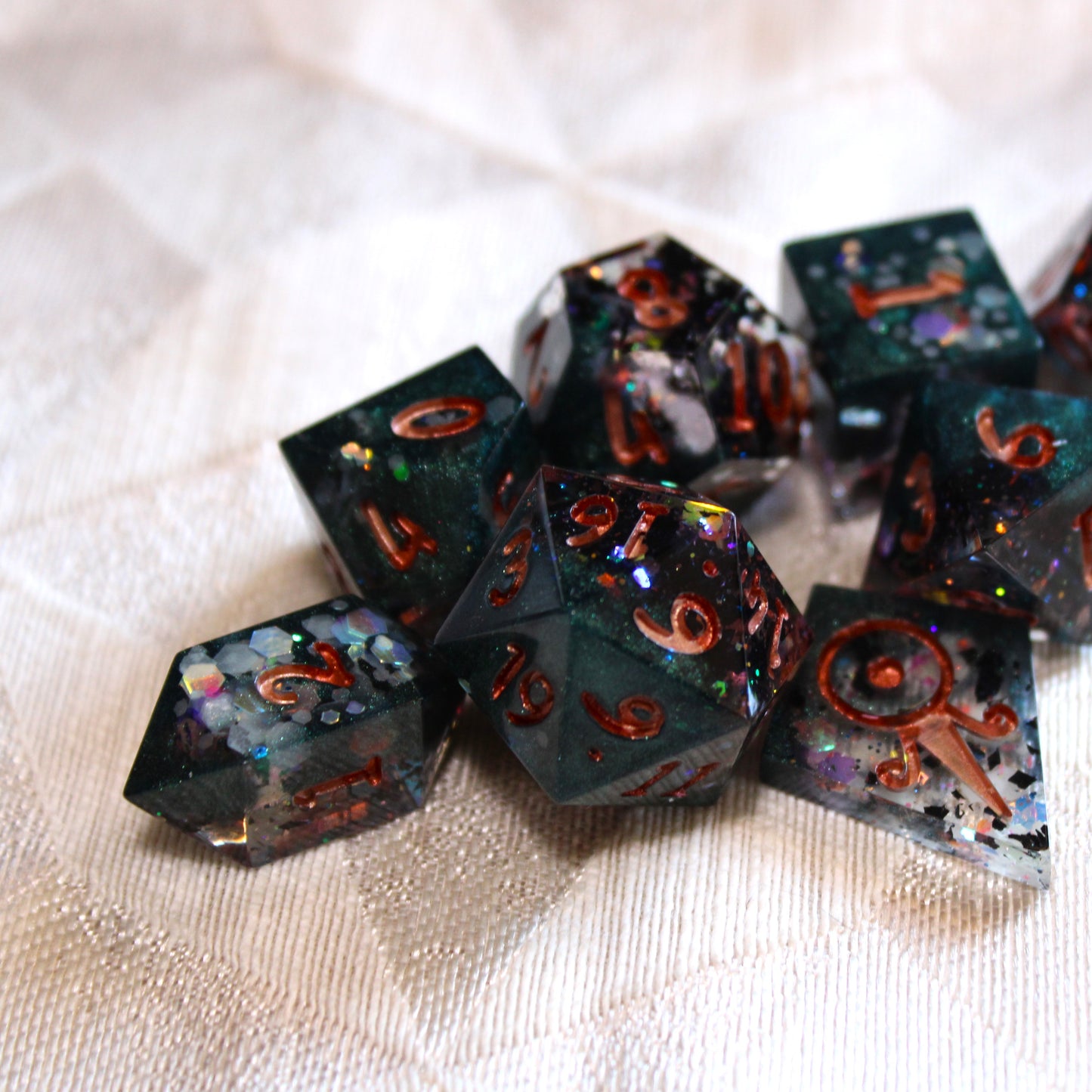 Handmade Tinkerer's Workshop Dice (Glow-in-the-dark!)