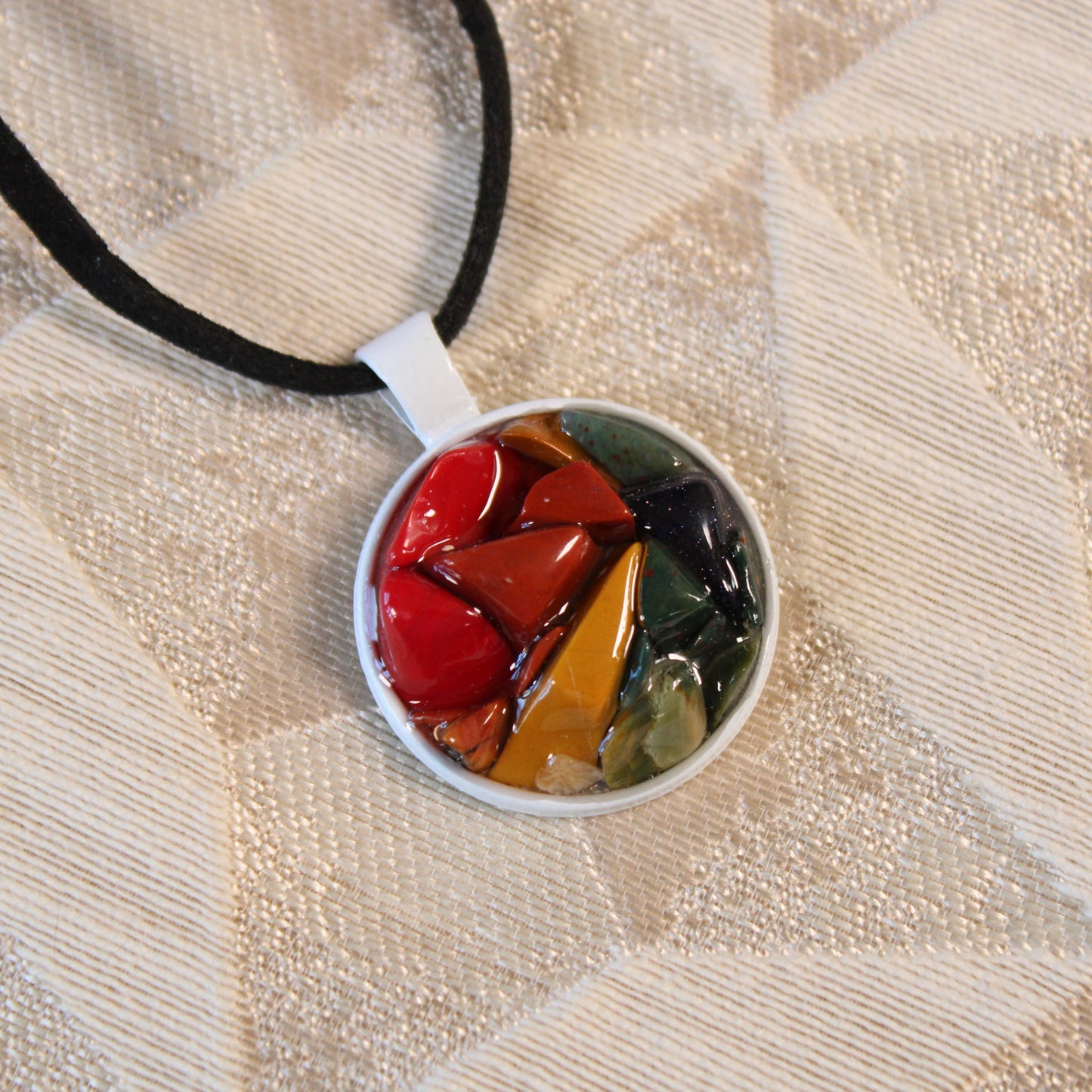 Bright Rainbow Stone Chip Necklace