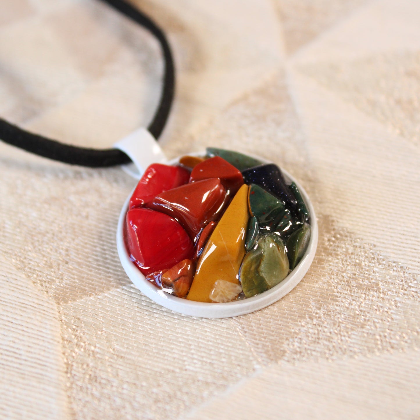 Bright Rainbow Stone Chip Necklace