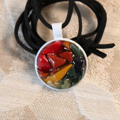 Bright Rainbow Stone Chip Necklace