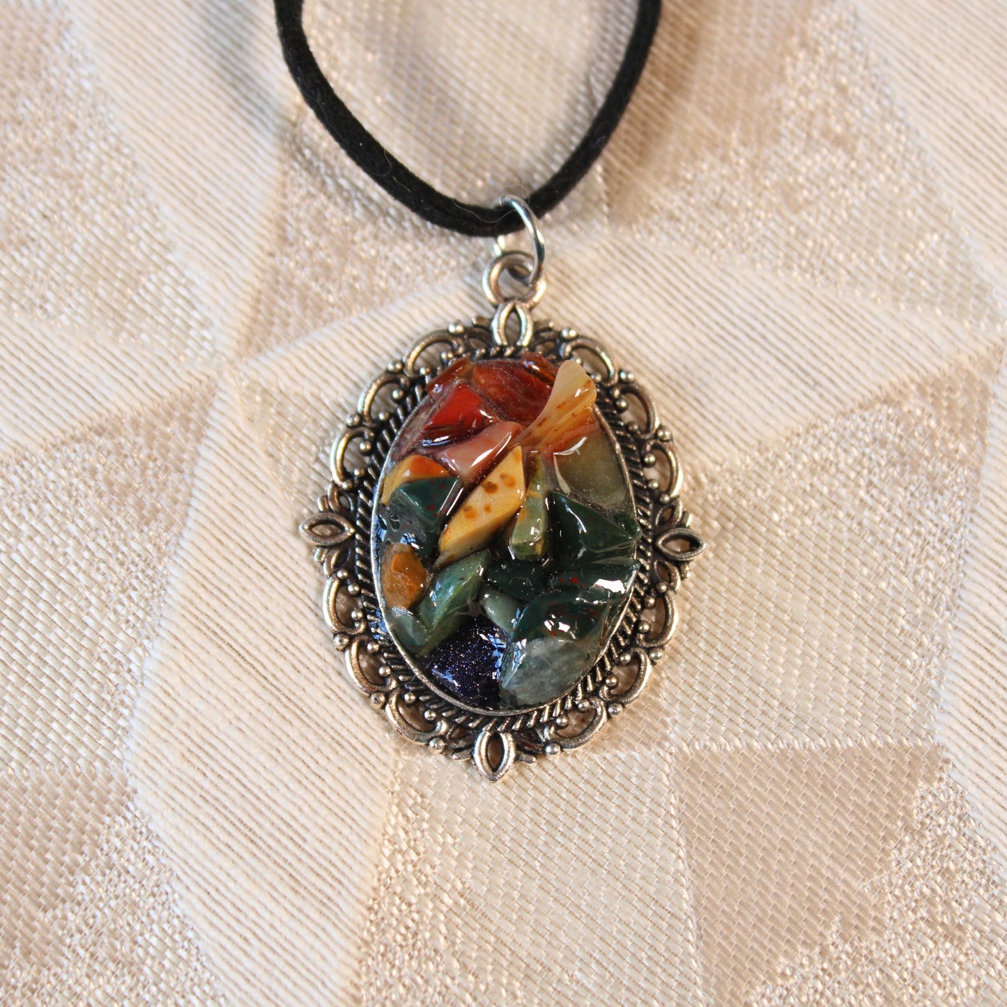 Jaunty Rainbow Stone Chip Necklace