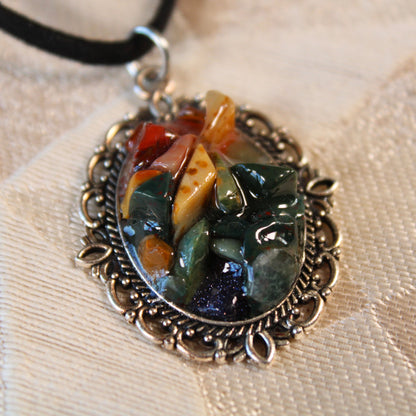 Jaunty Rainbow Stone Chip Necklace