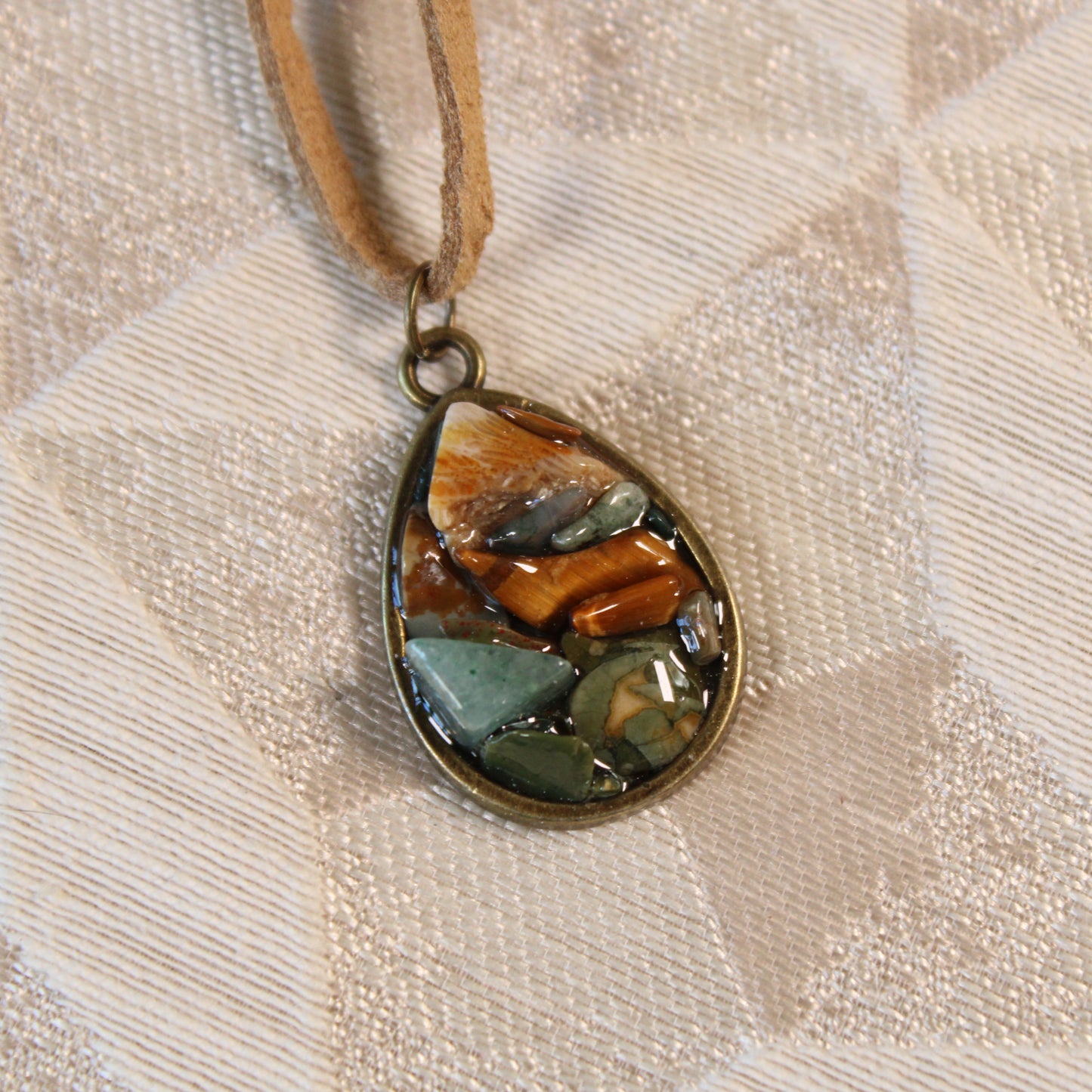 Green & Yellow Drop Chip Necklace