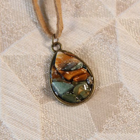 Green & Yellow Drop Chip Necklace