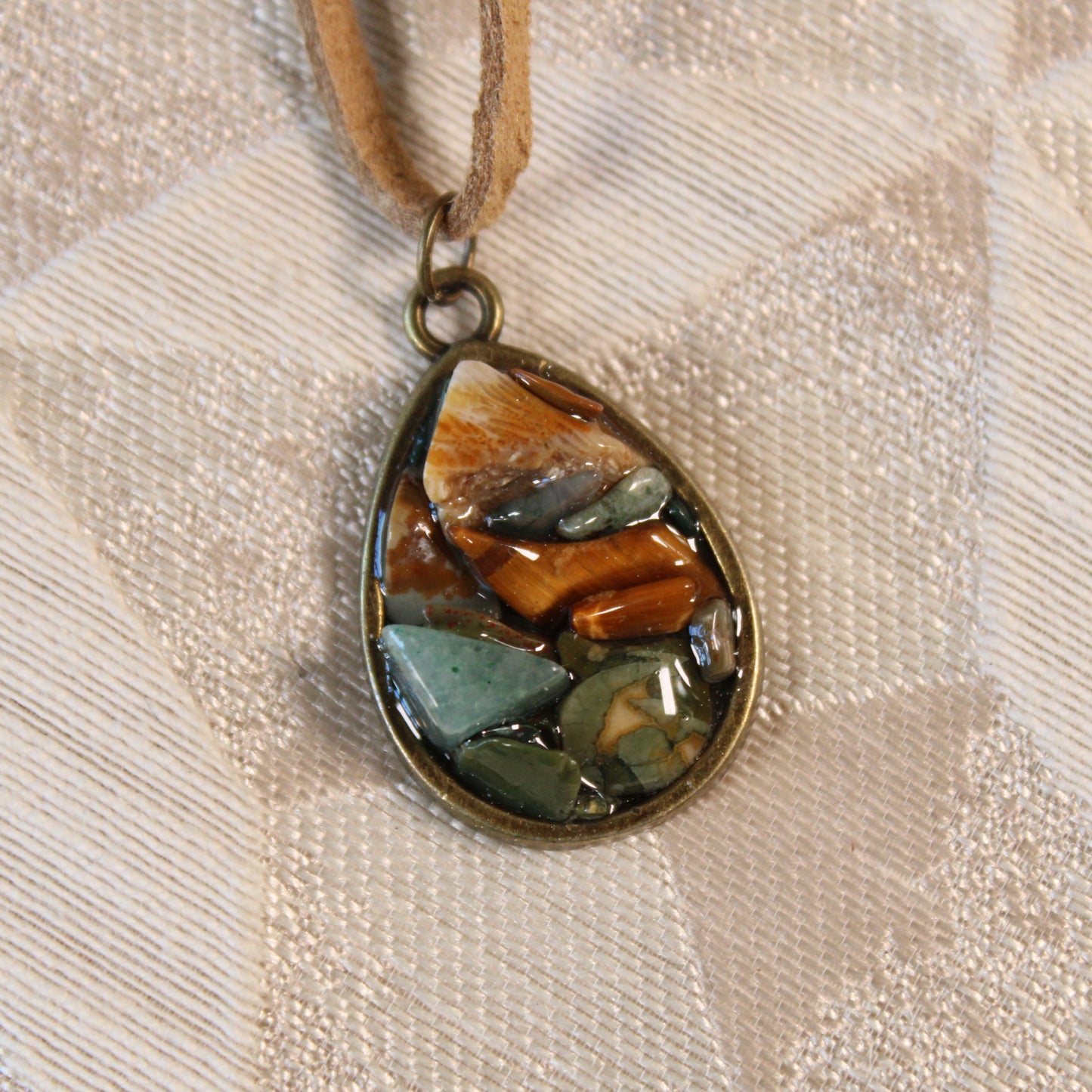 Green & Yellow Drop Chip Necklace