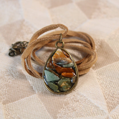 Green & Yellow Drop Chip Necklace