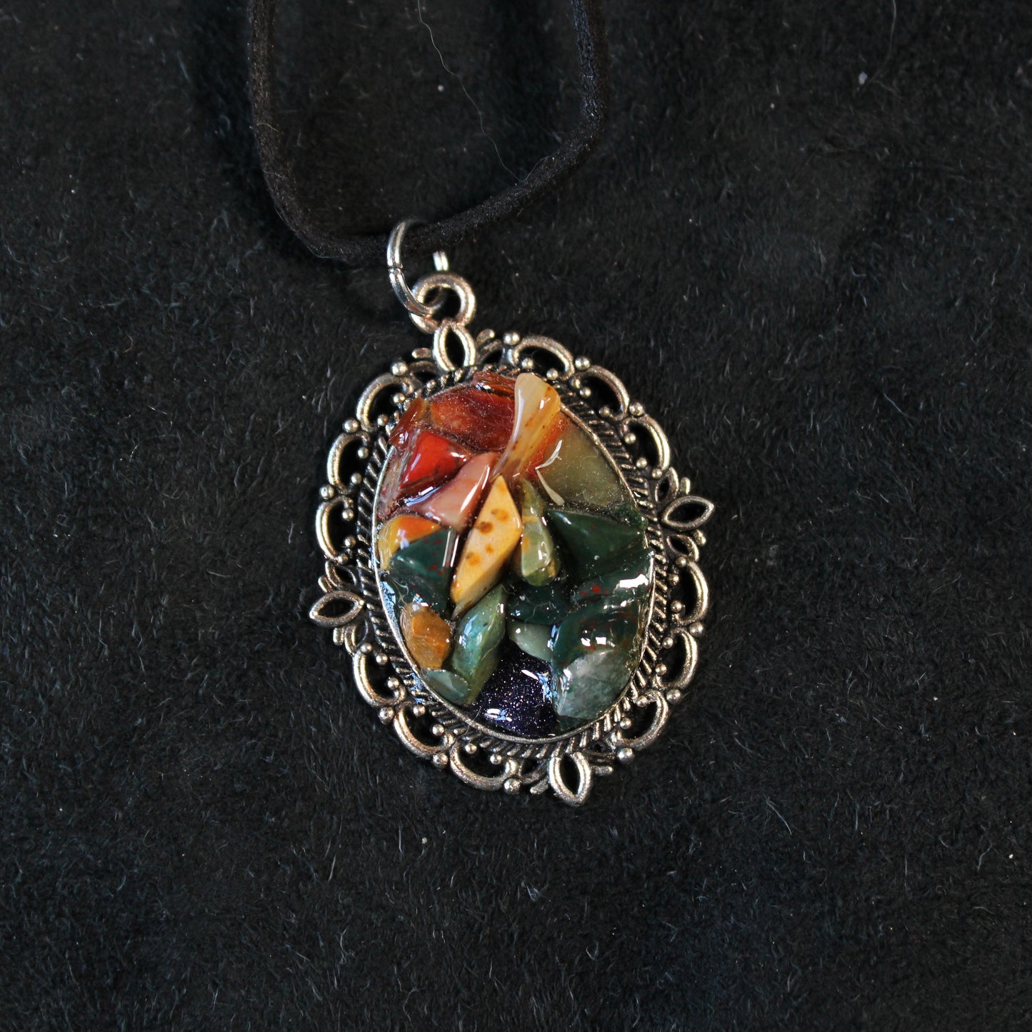 Jaunty Rainbow Stone Chip Necklace